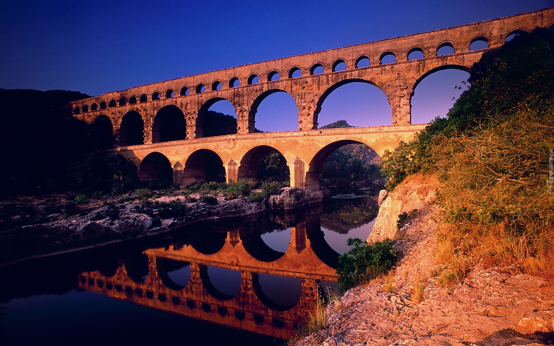 Akwedukt, Pont, Du Gard, Rzeka, Odbicie