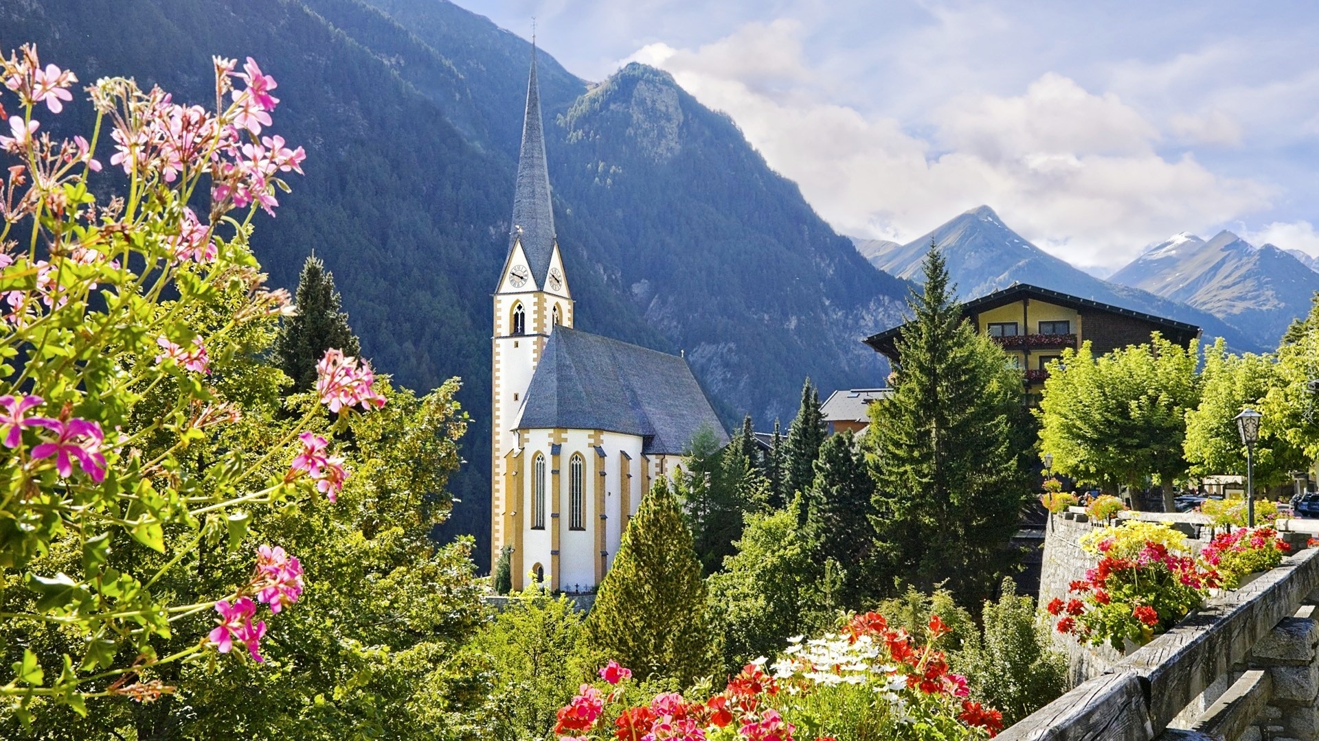 Kościół, St Vinzenz, Góry, Kwiaty, Heiligenblut, Austria