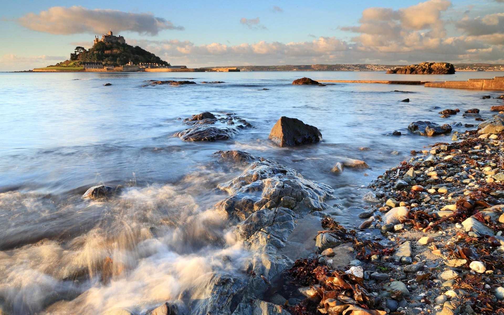 Mont, Saint, Michel, Wyspa, Morze, Francja