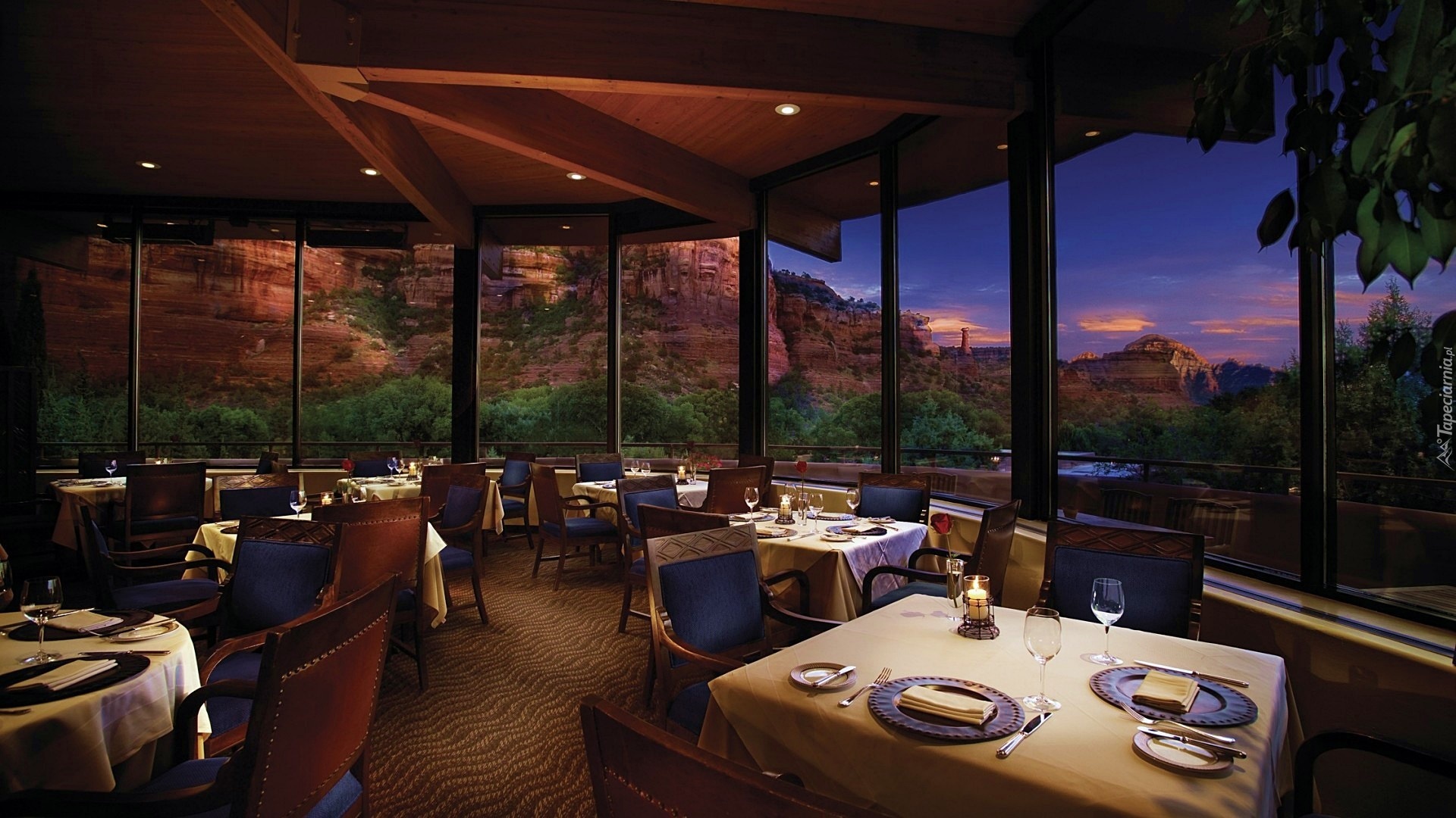Restauracja, Skały, Zachód Słońca, Sedona, Arizona, USA