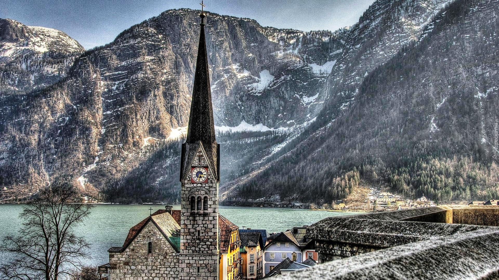 Kościół, Góry, Hallstatt, Austria