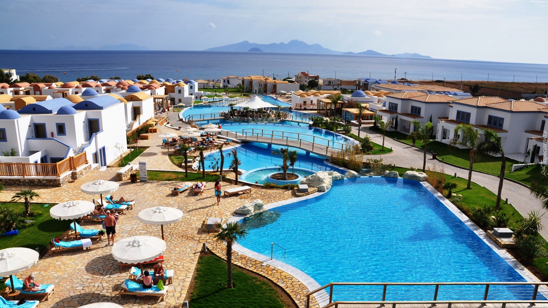 Hotel, Baseny, Morze, Grecja