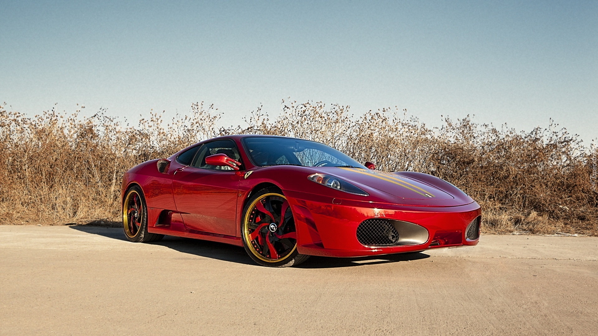 Ferrari, F430, Parking, Trawy