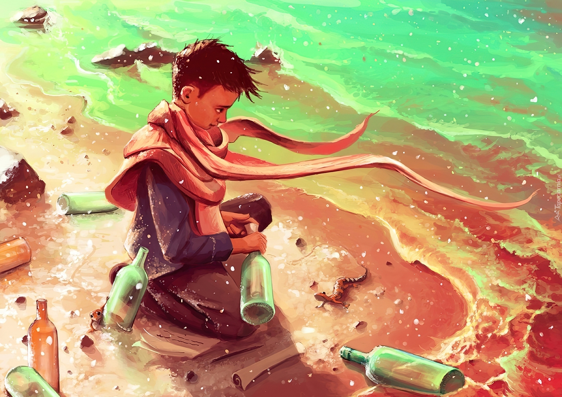 Cyril Rolando, Chłopiec, Morze, Butelki