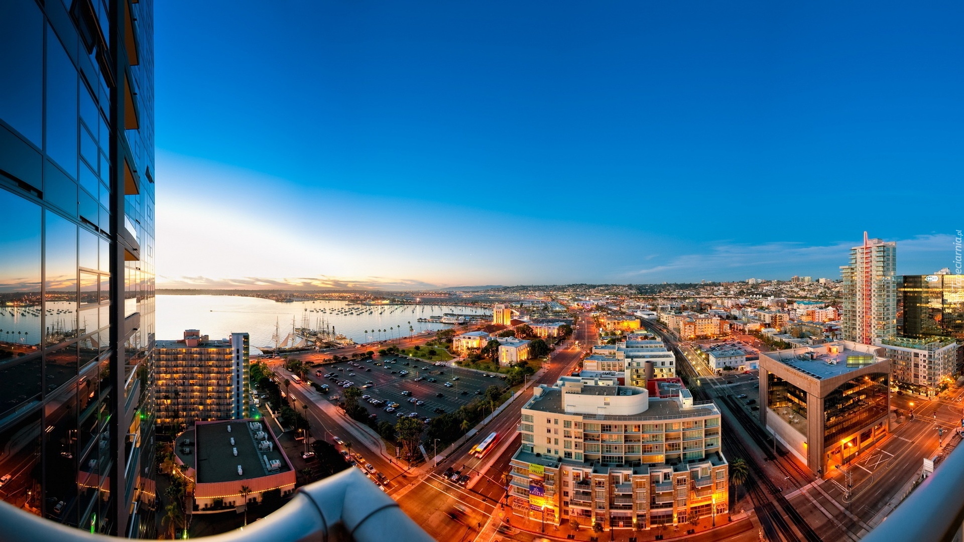 San, Diego, Kalifornia, Domy, Wieżowce, Panorama, Miasta, Ocean