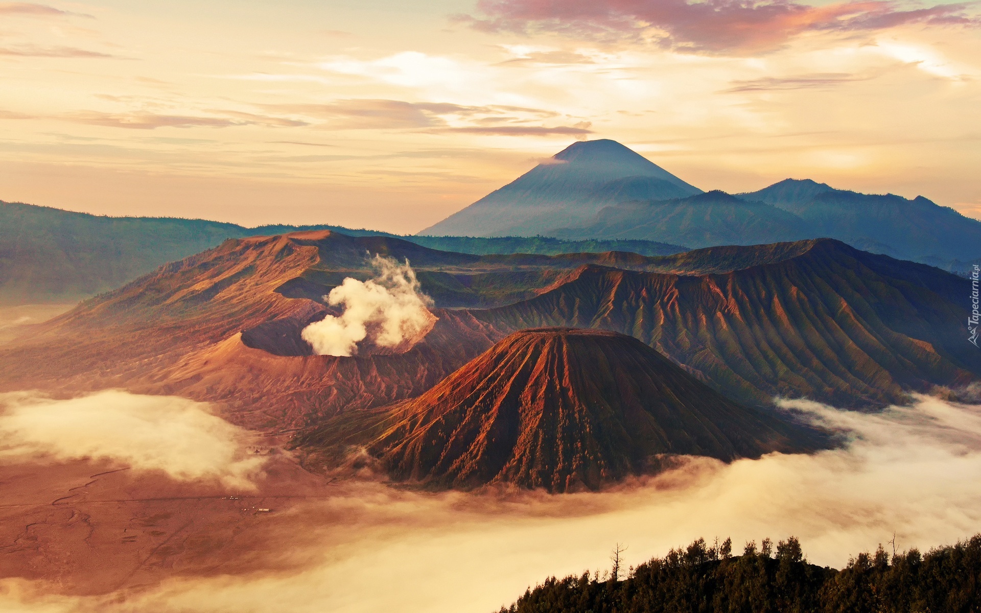 Jawa, Wyspa, Indonezja, Góry, Mgła
