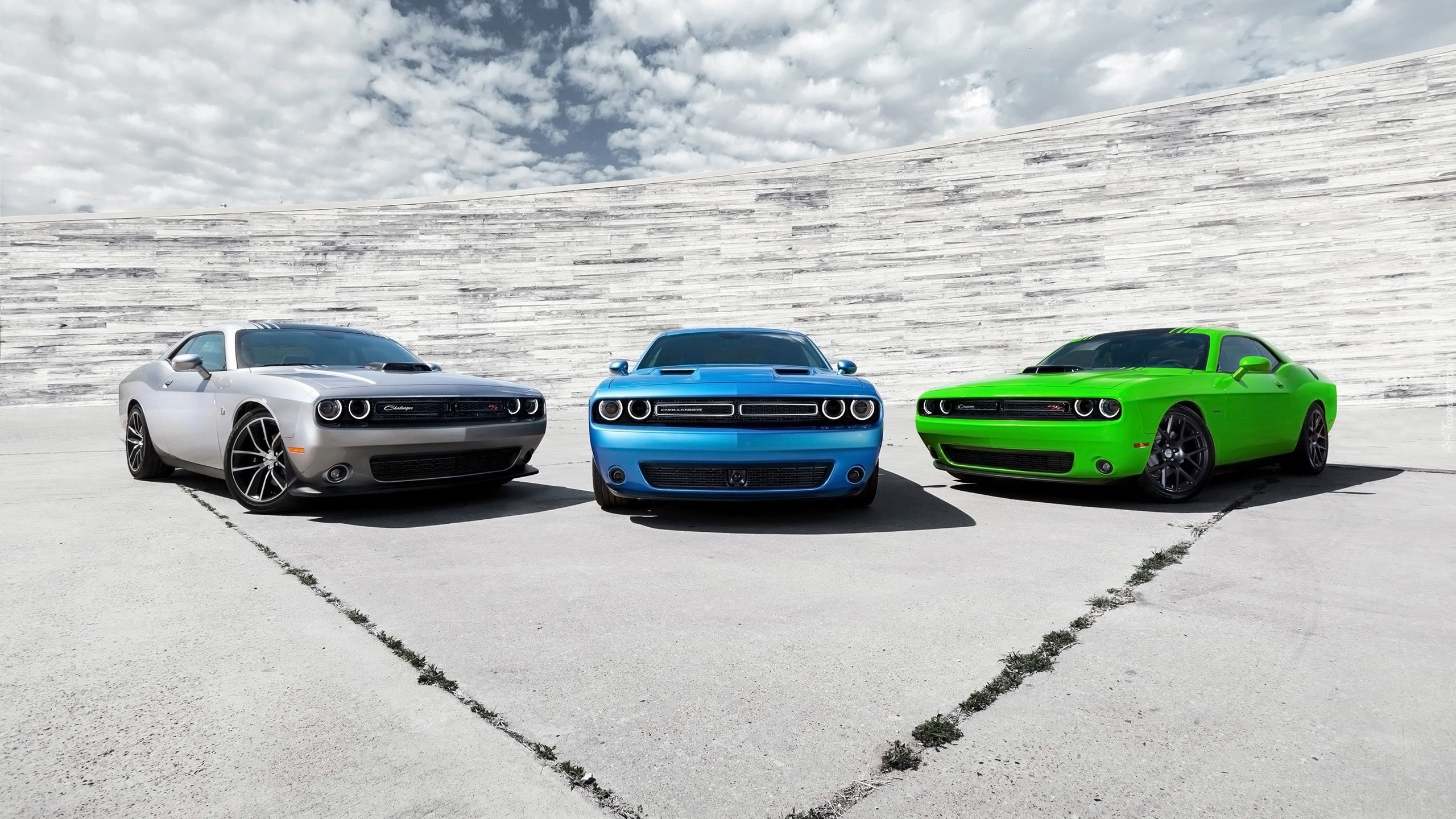 Dodge, Challenger, 2015, Zielony, Niebieski, Srebny