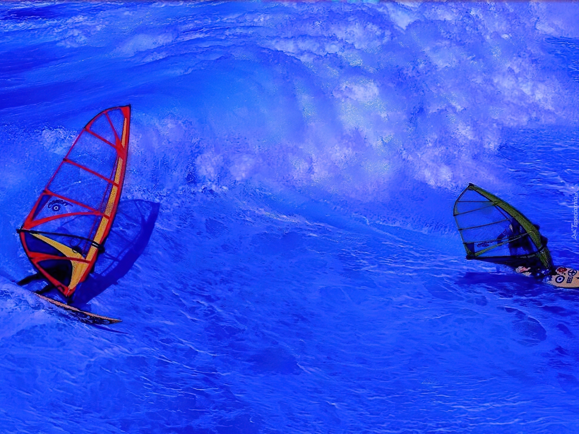 Windsurfing,dwaj surferzy