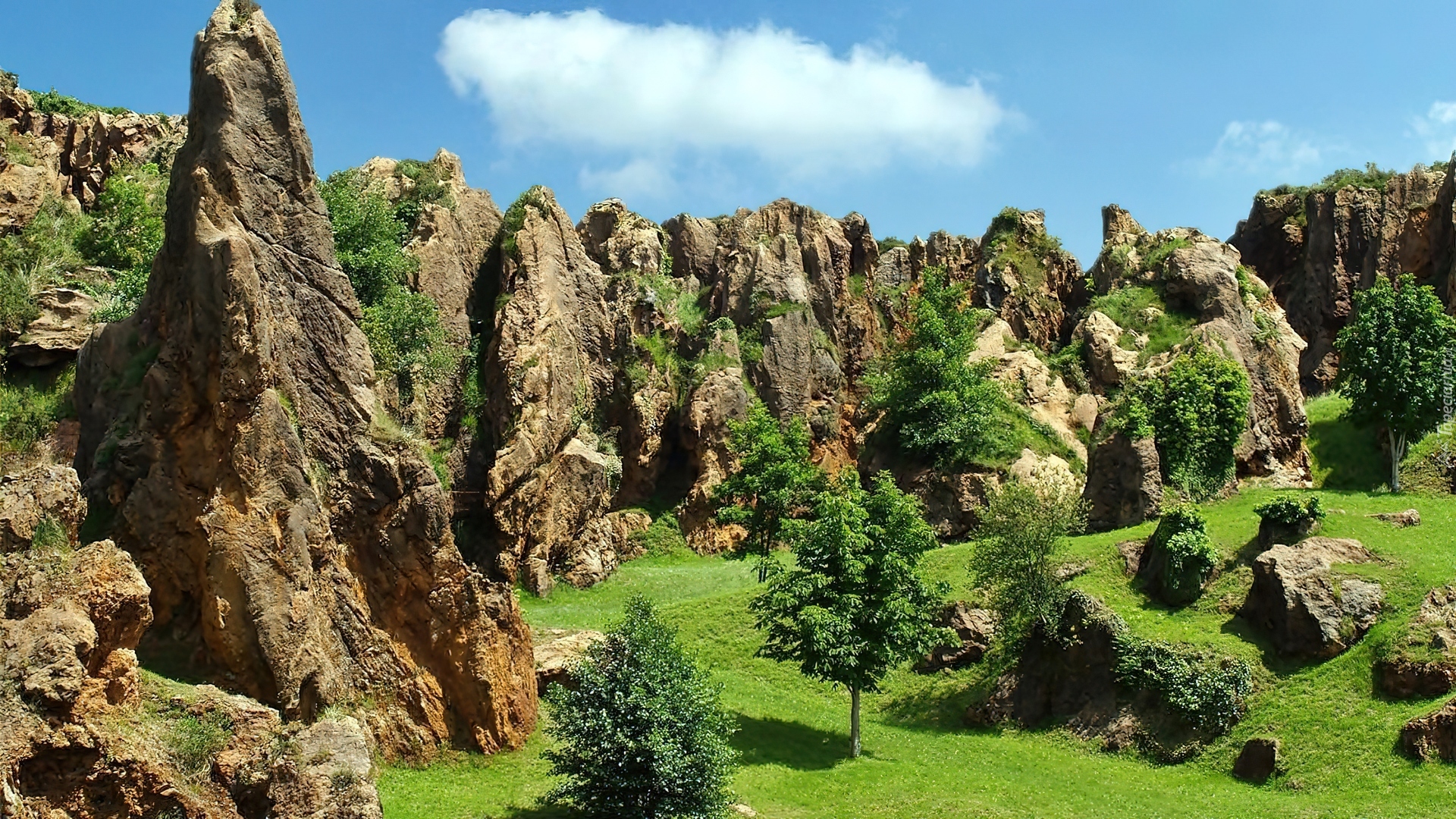 Kantabria, Natural, Park, Cabarceno, Skały, Drzewa