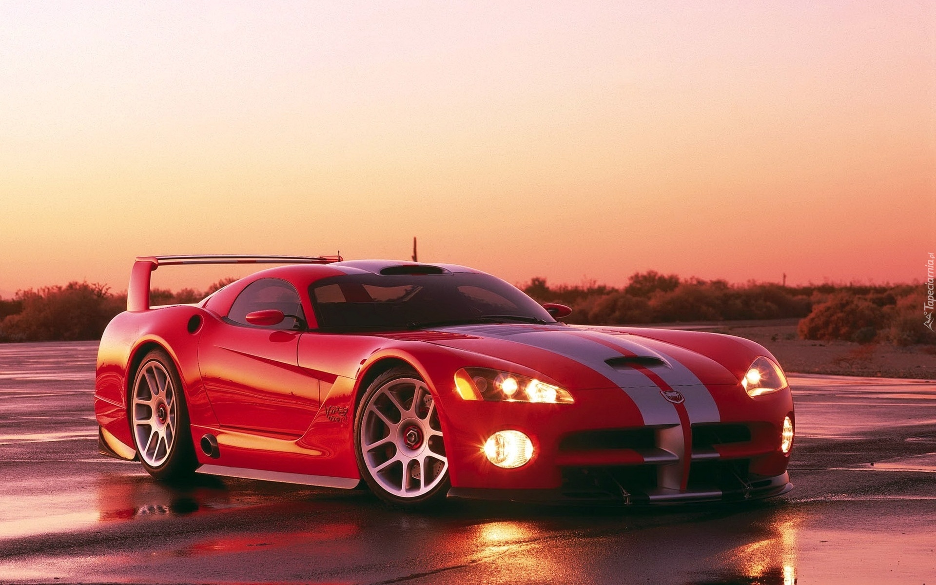 Dodge, Viper, GTS-R Droga, Drzewa, Wschód, Słońca