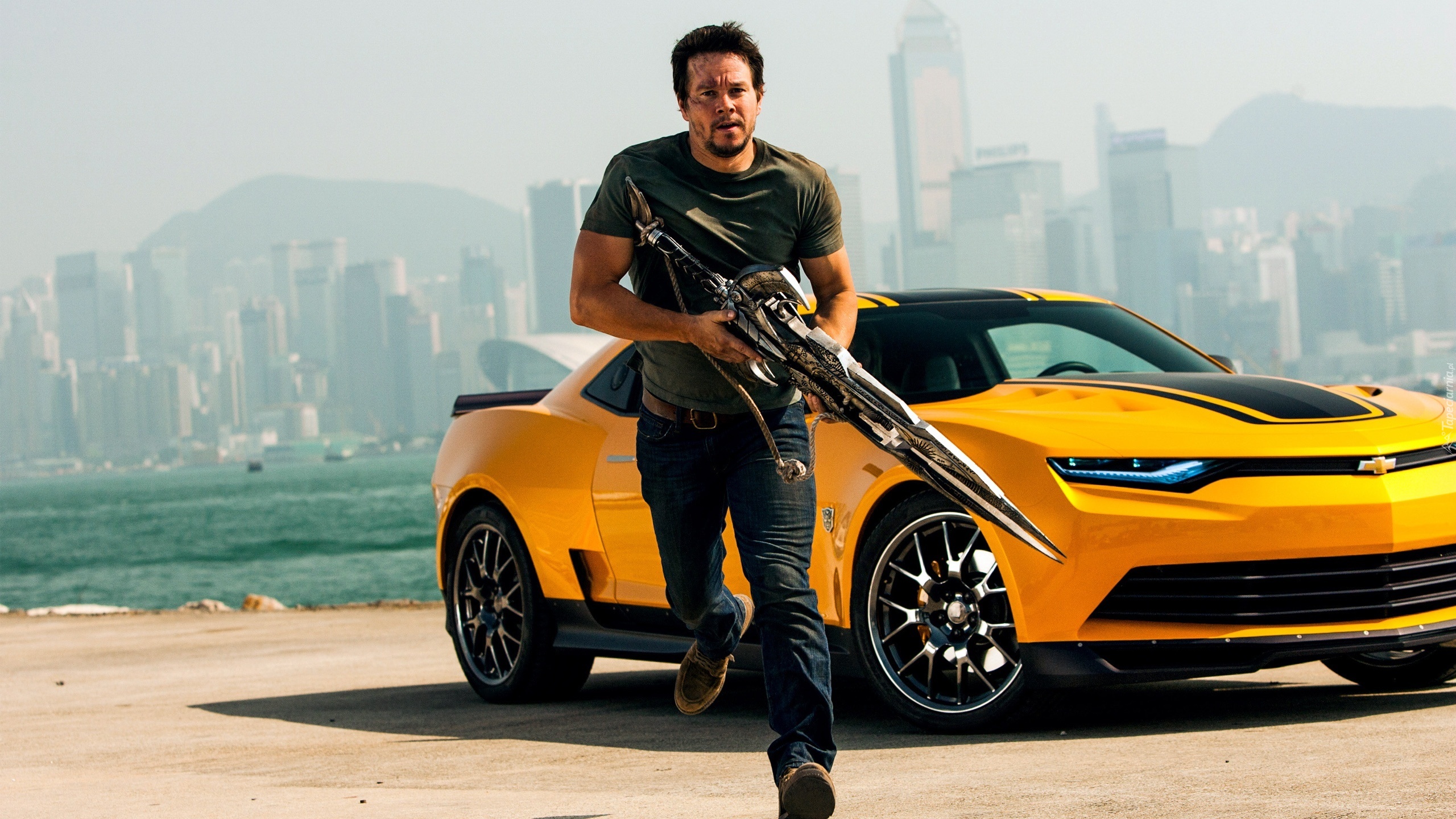 Film, Transformers 4, Mark Wahlberg, Żółty, Camaro SS, Aktor