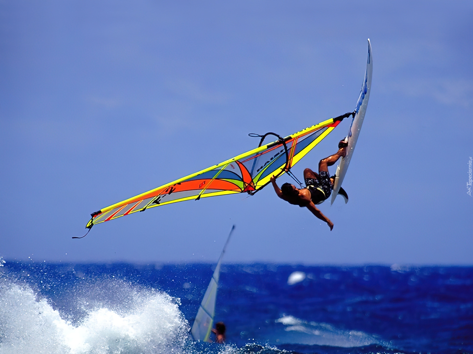 Windsurfing,deska, żagiel , morze