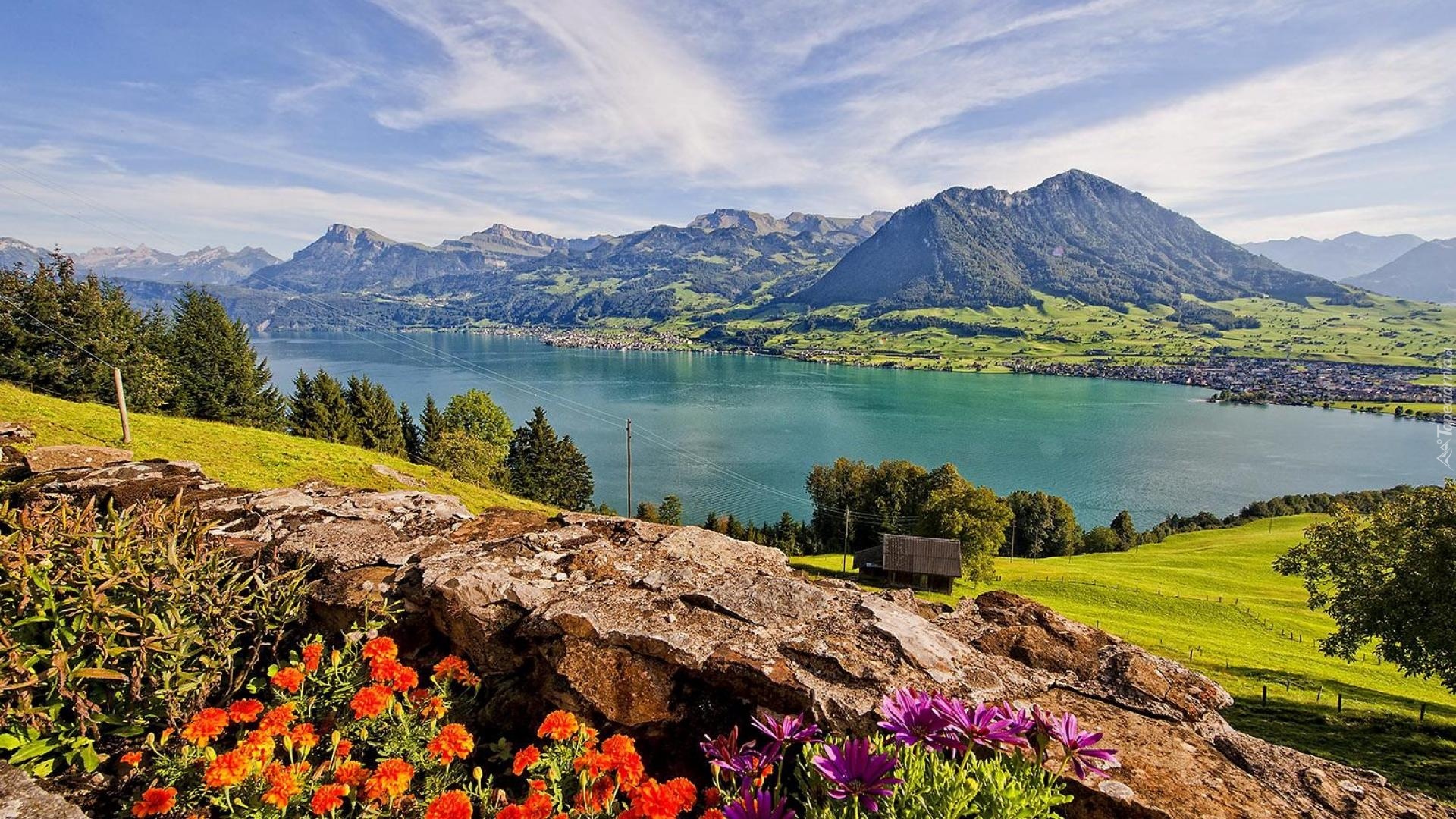 Gory, Jezioro, Panorama, Szwajcaria