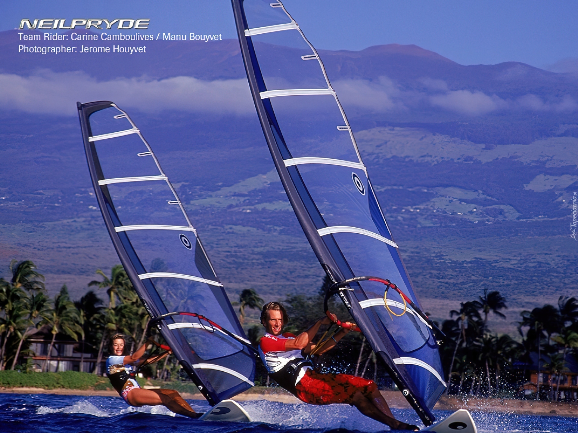 Windsurfing, Krajobraz,deska, żagiel , morze