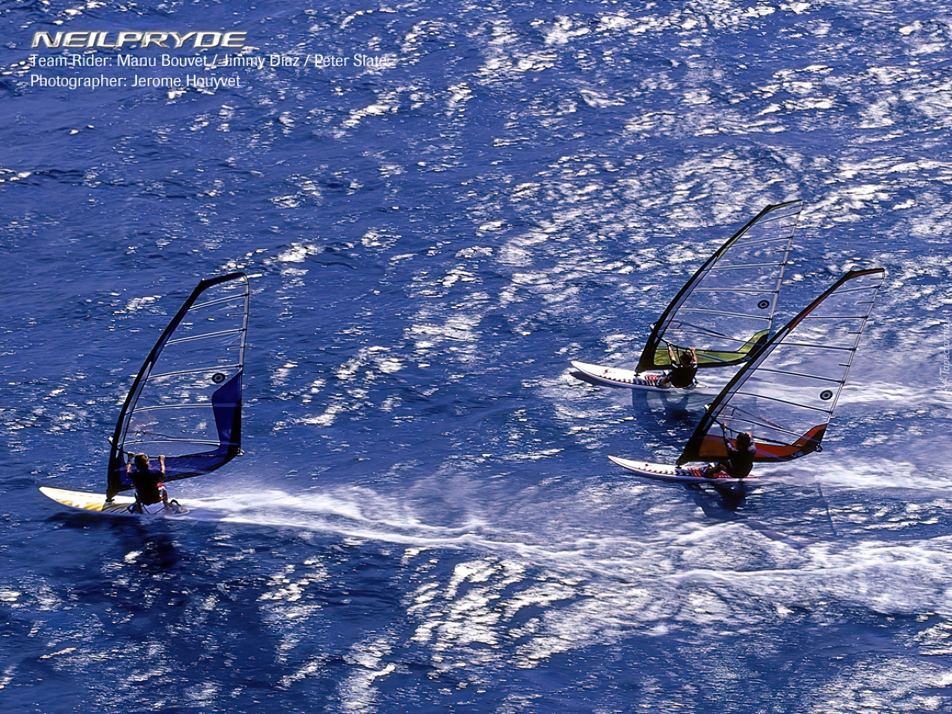 Windsurfing, deska, żagiel, morze, trzy, deski