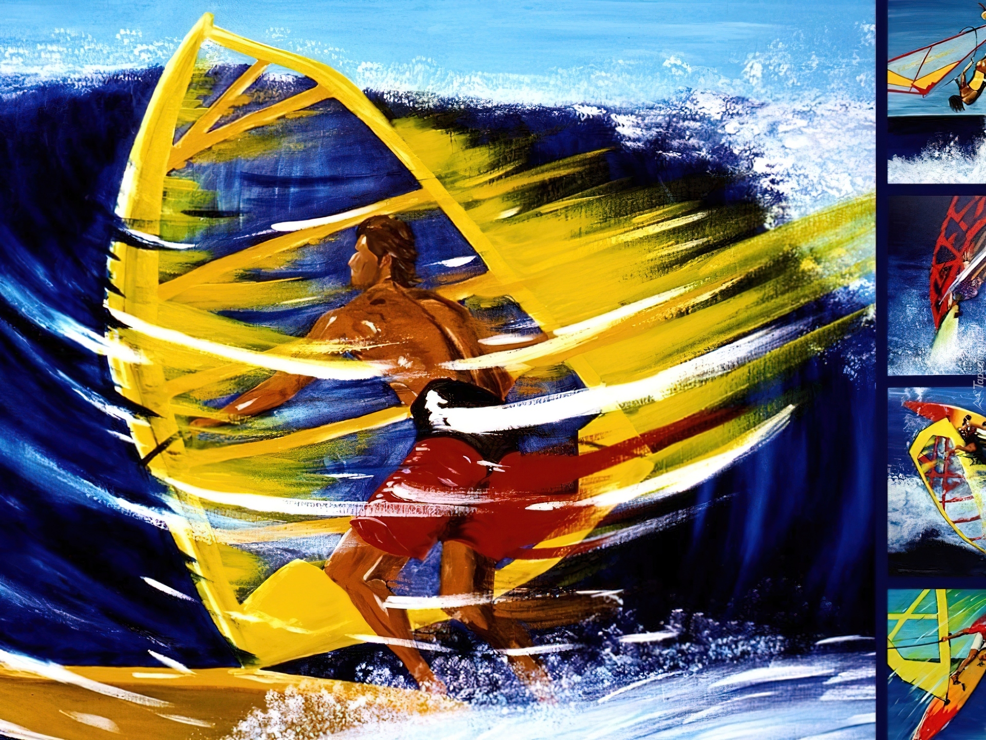 Windsurfing,deska, żagiel , morze