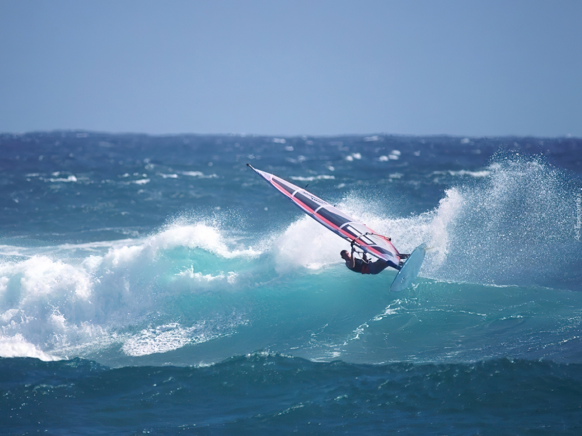 Windsurfing,deska, żagiel , morze,fala