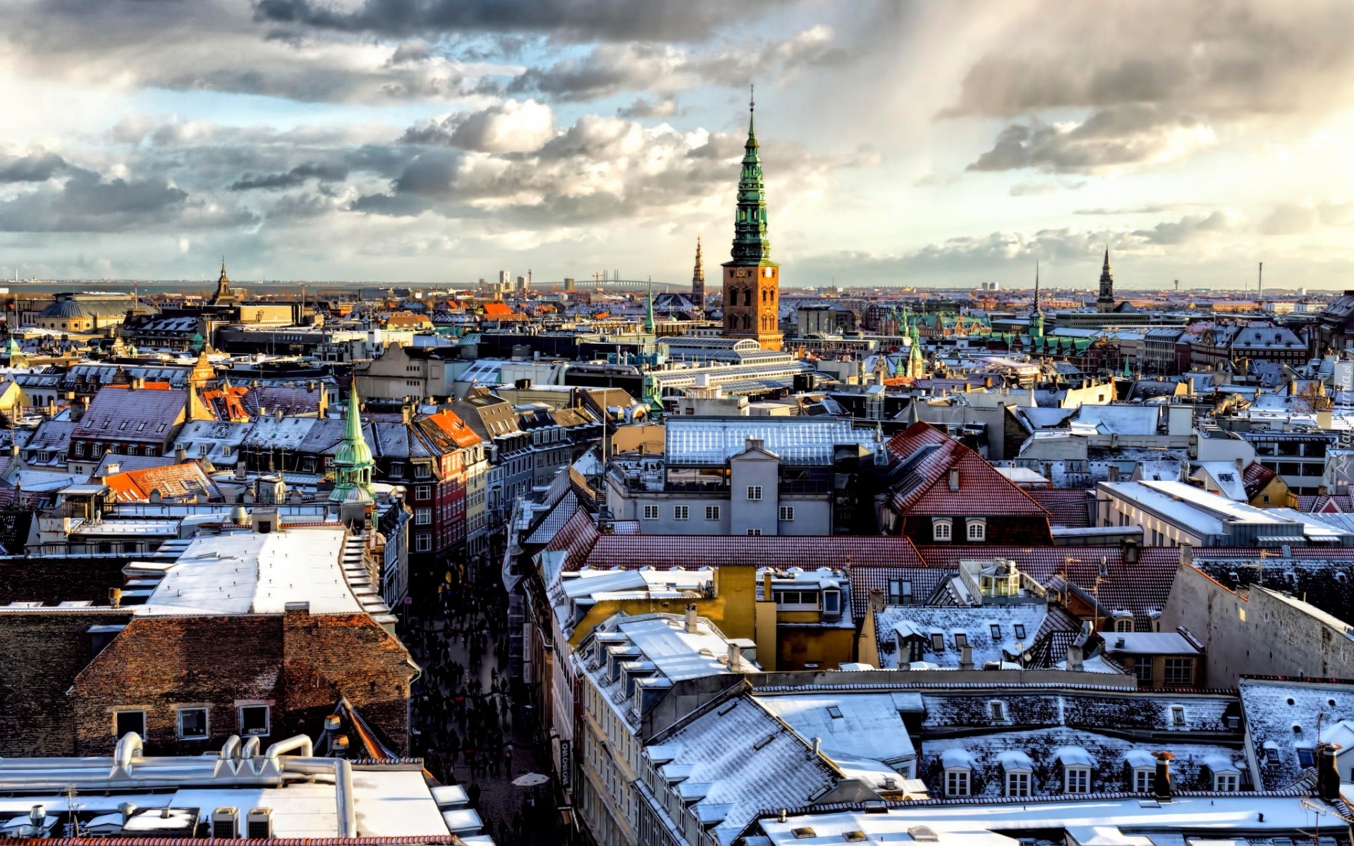 Domy, Kościoły, Kopenhaga, Panorama, Miasta, Dania