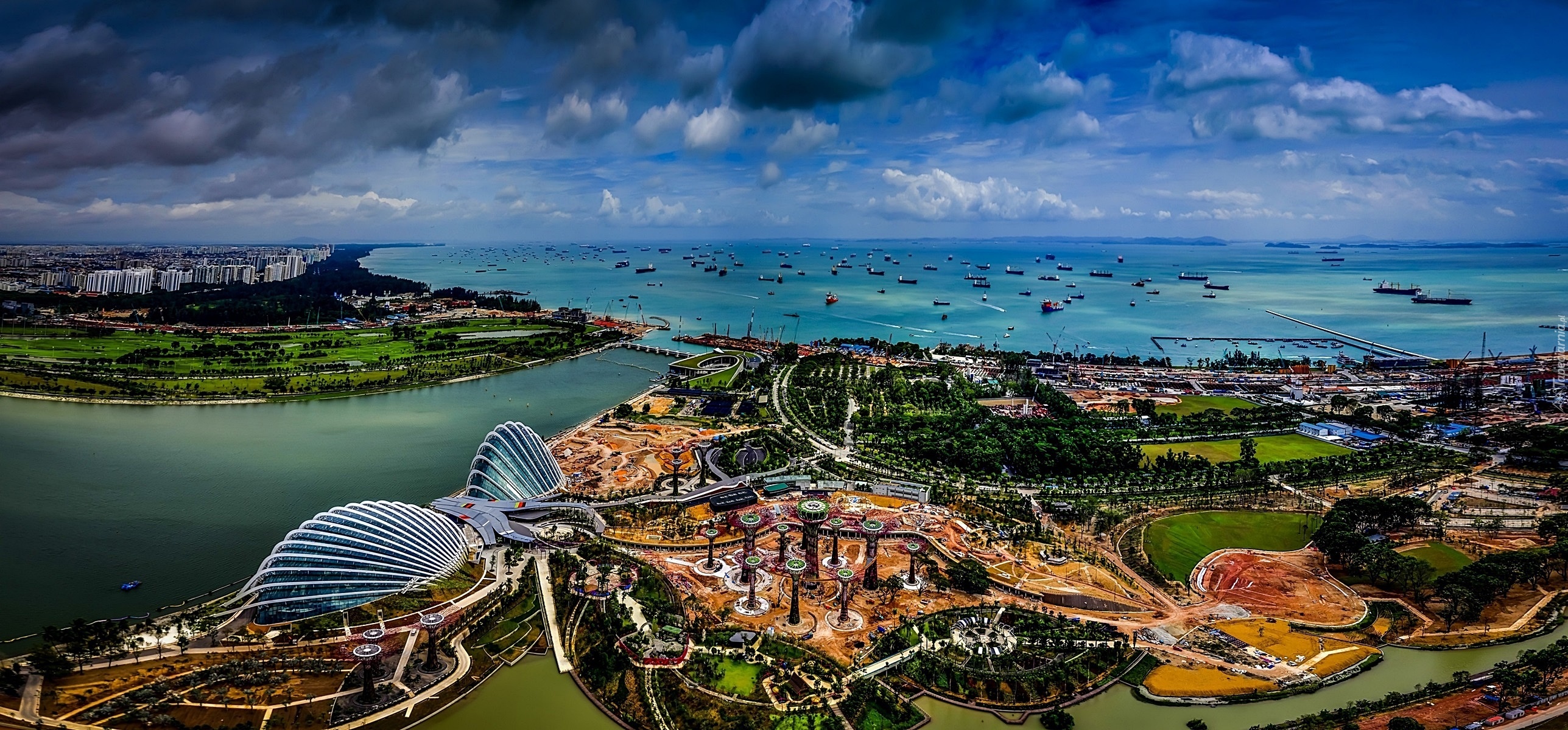 Singapur, Panorama, Miasta, Krajobraz