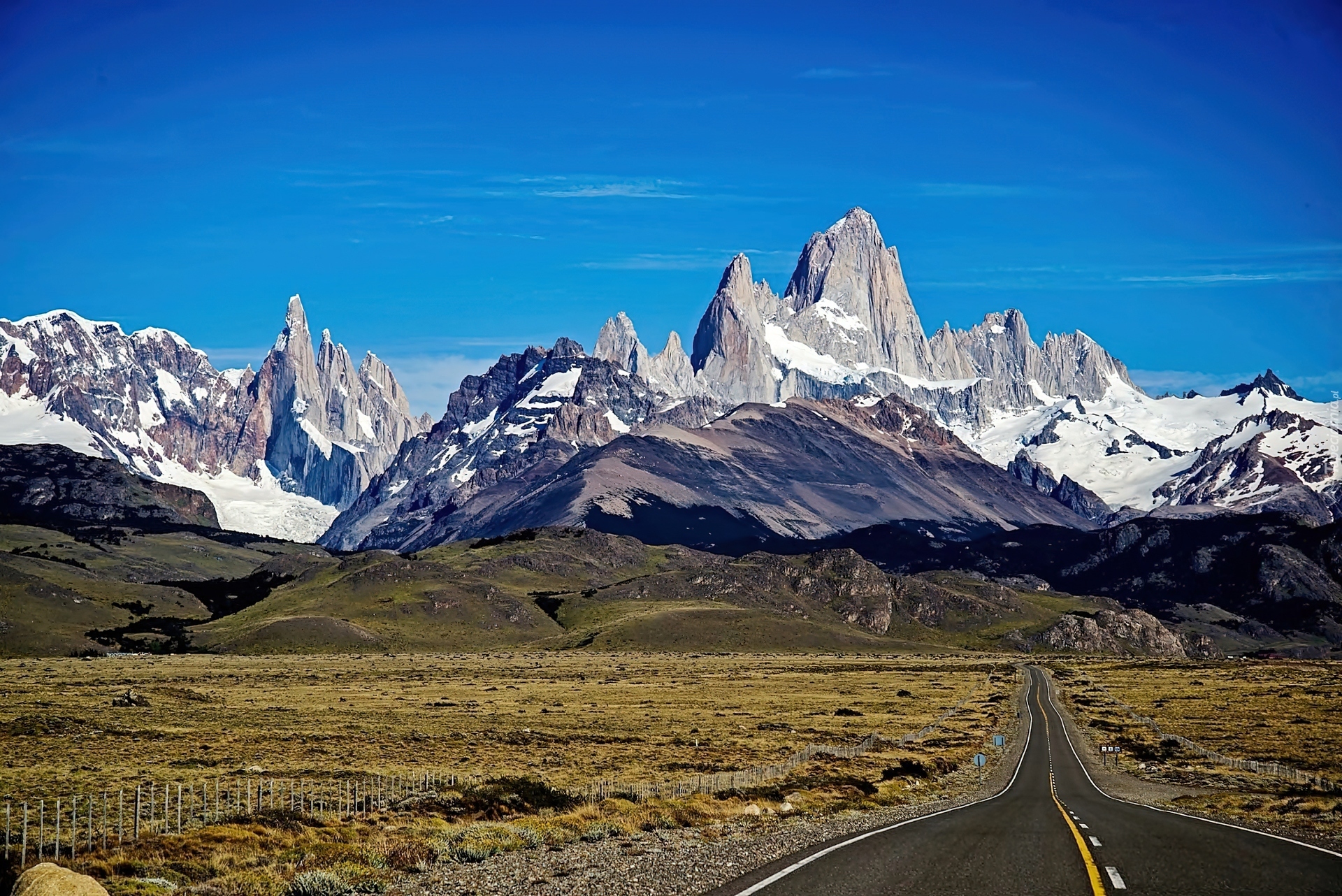 Góra, Fitz Roy, Równina, Droga, Patagonia