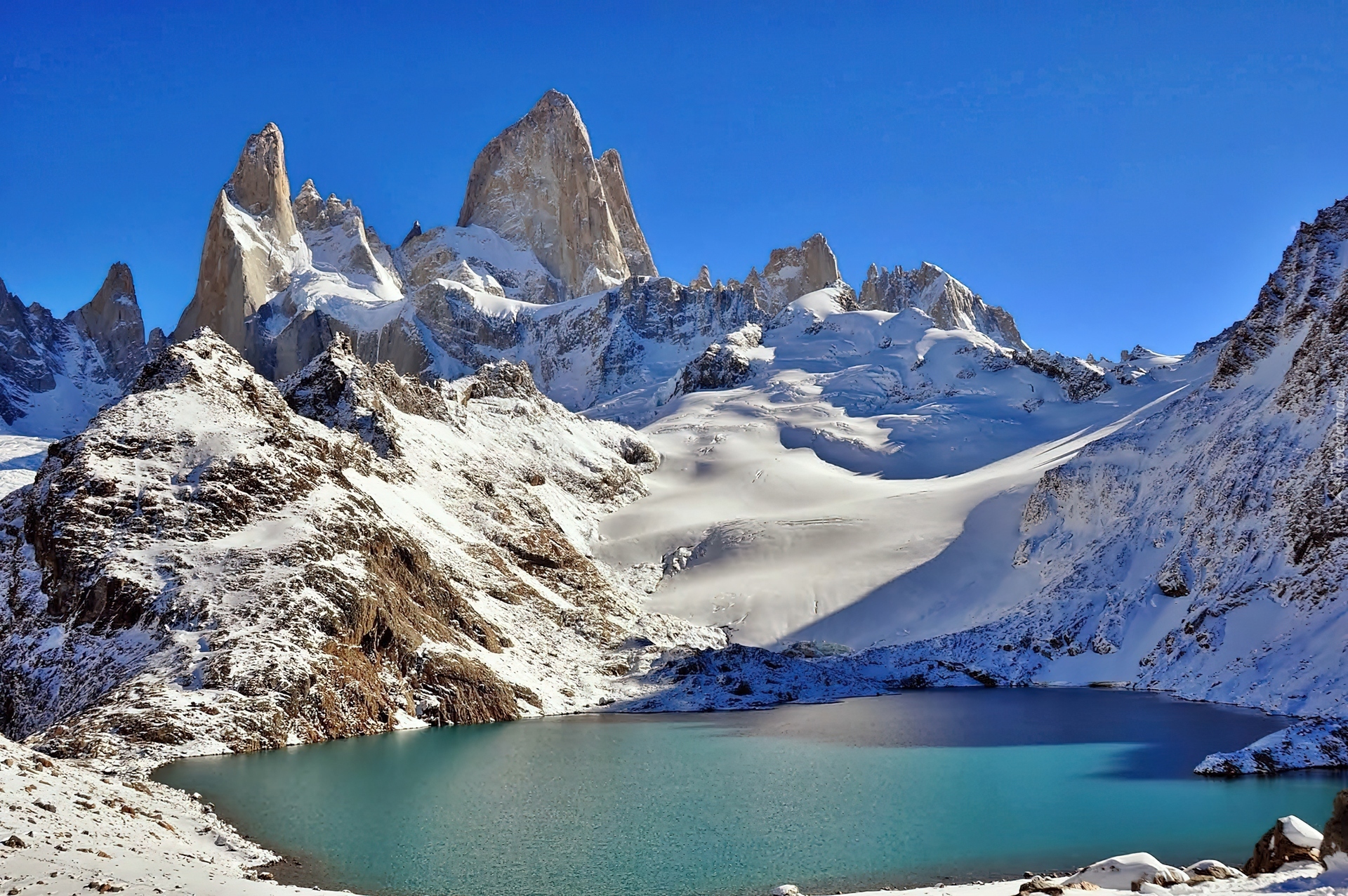 Góra, Fitz Roy, Patagonia, Staw