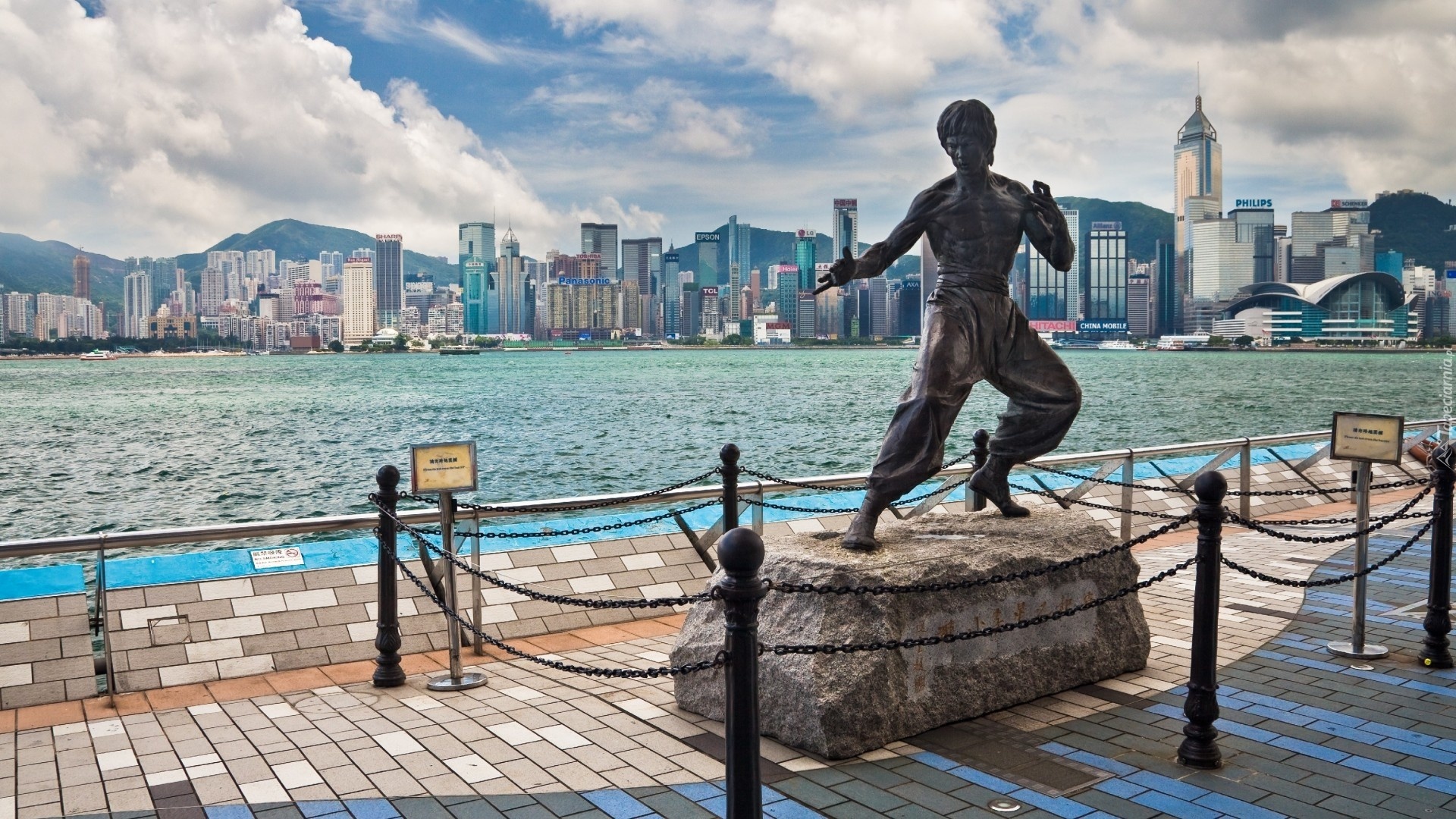 Hong Kong, Miasto, Pomnik, Bruce Lee, Morze