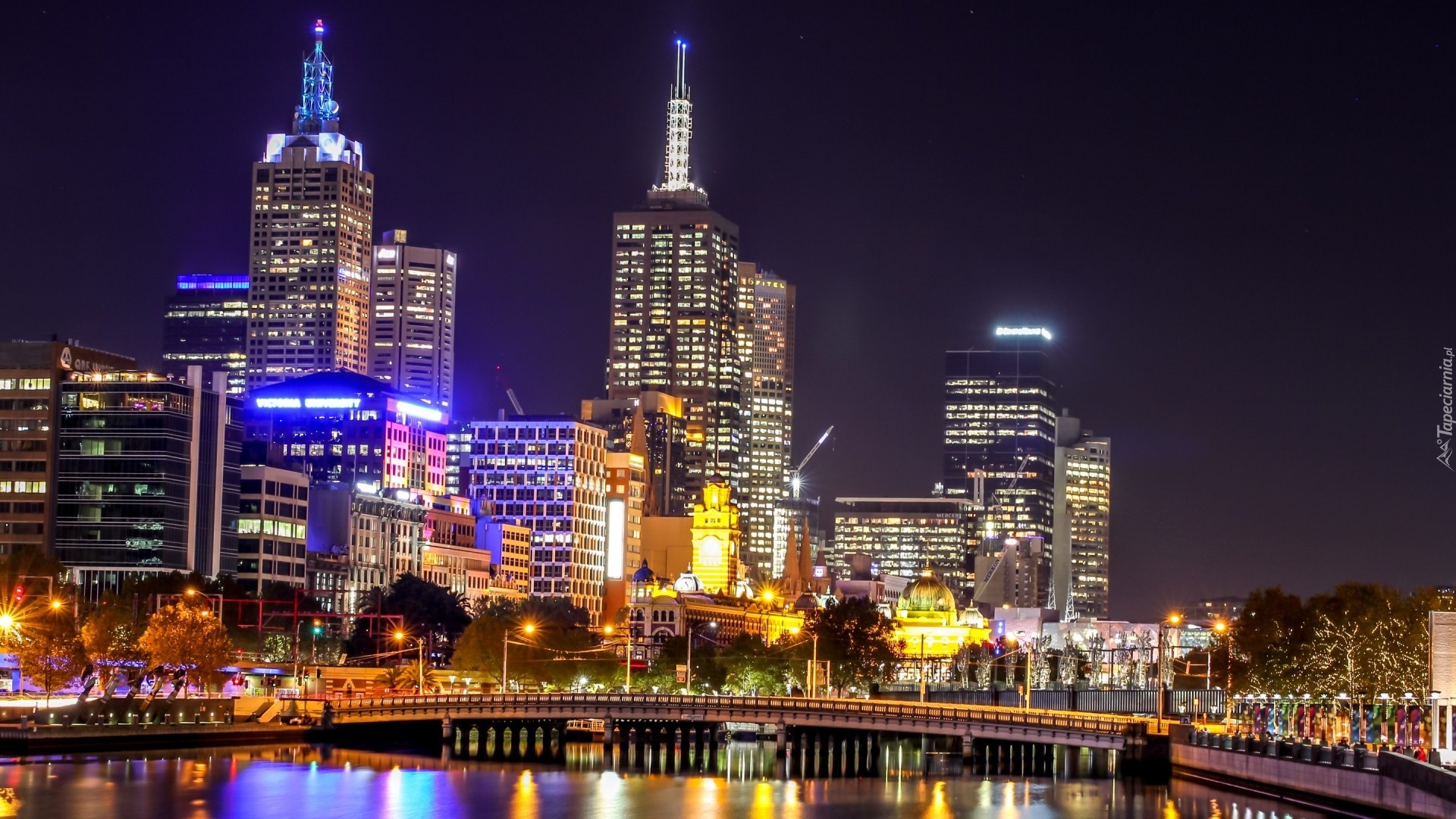 Australia, Melbourne, Miasto, Noc