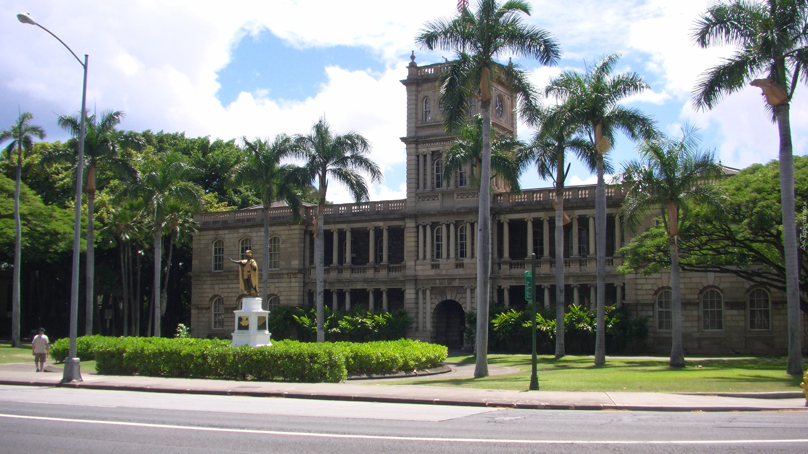 Stany Zjednoczone, Honolulu, Sąd Najwyższy, Pomnik, Palmy, Człowiek