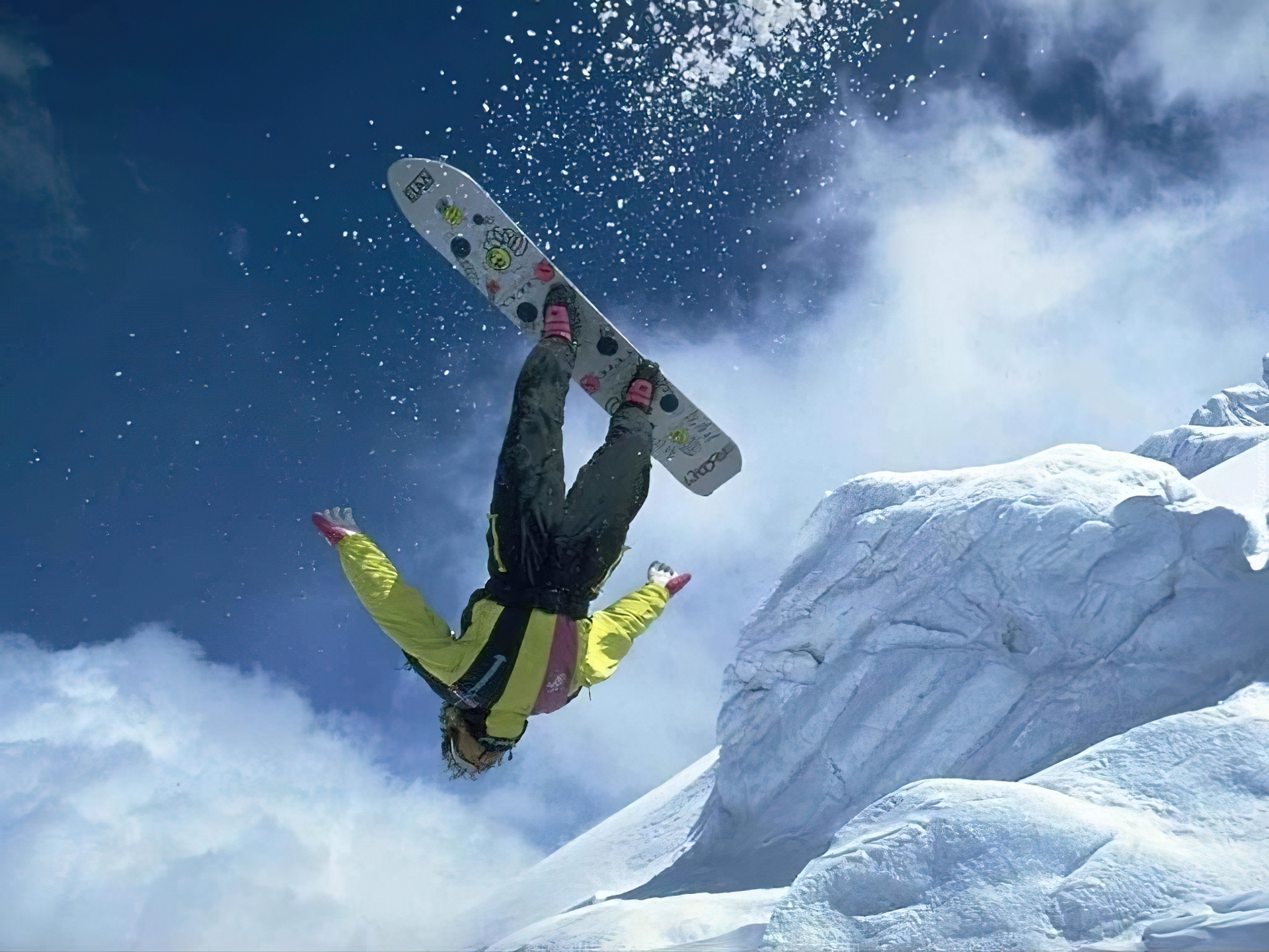 Snowbording, deska, snowboardzista, śnieg