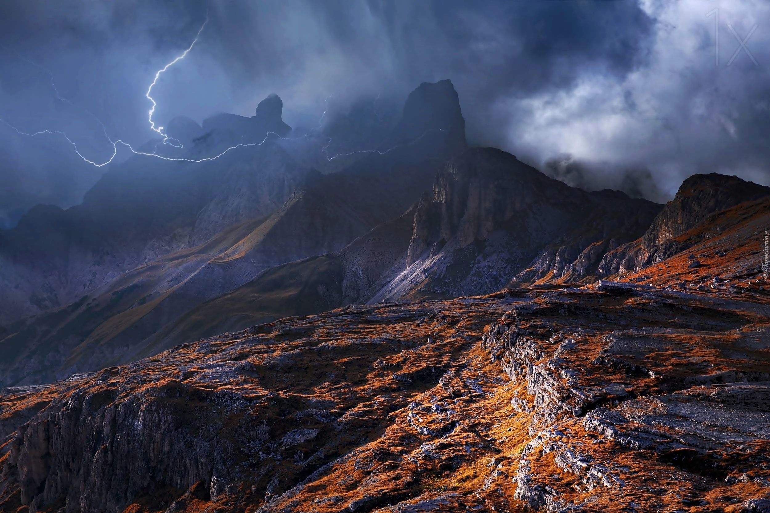 Góry, Dolomity, Burza, Chmury