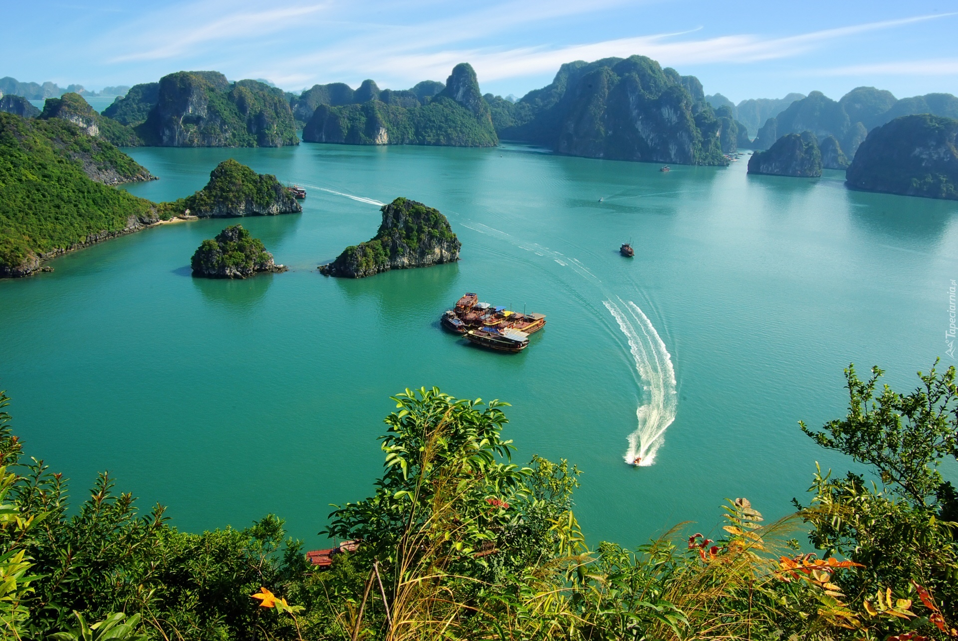 Halong Bay, Wietnam Z lotu ptaka, Morze, Wyspy