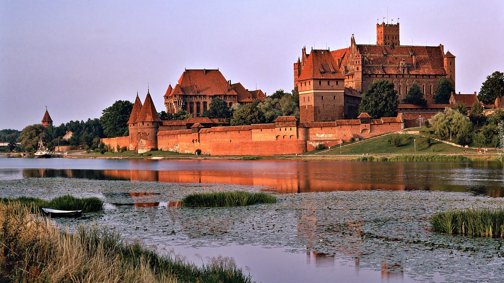 Zamek, Malbork, Rzeka, Nogat, Łódka