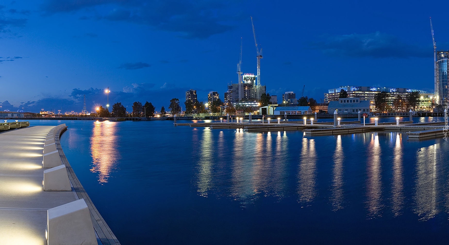Melbourne, Nabrzeże, Miasto nocą, Australia