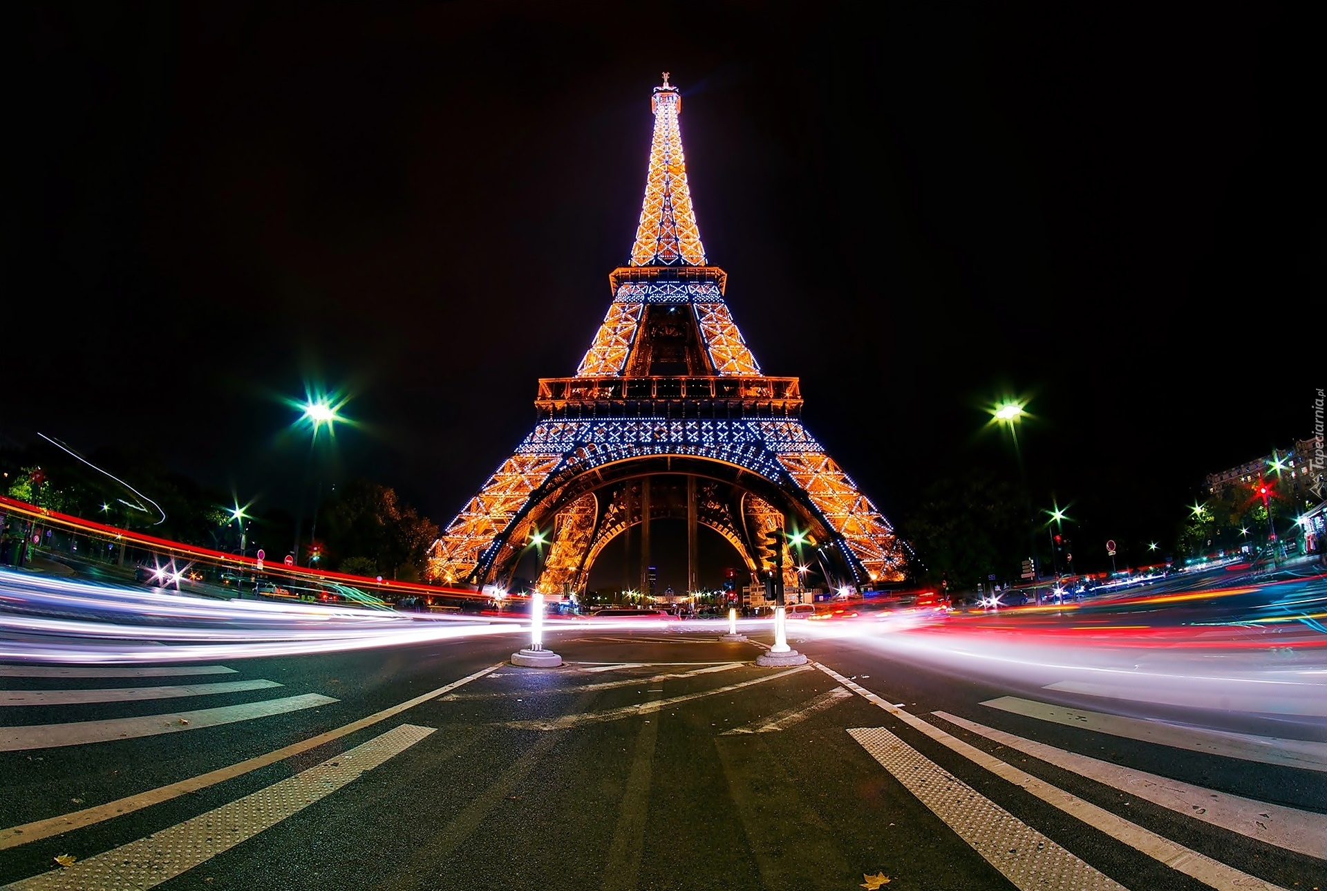 Wieża, Eiffla, Paryż, Nocą