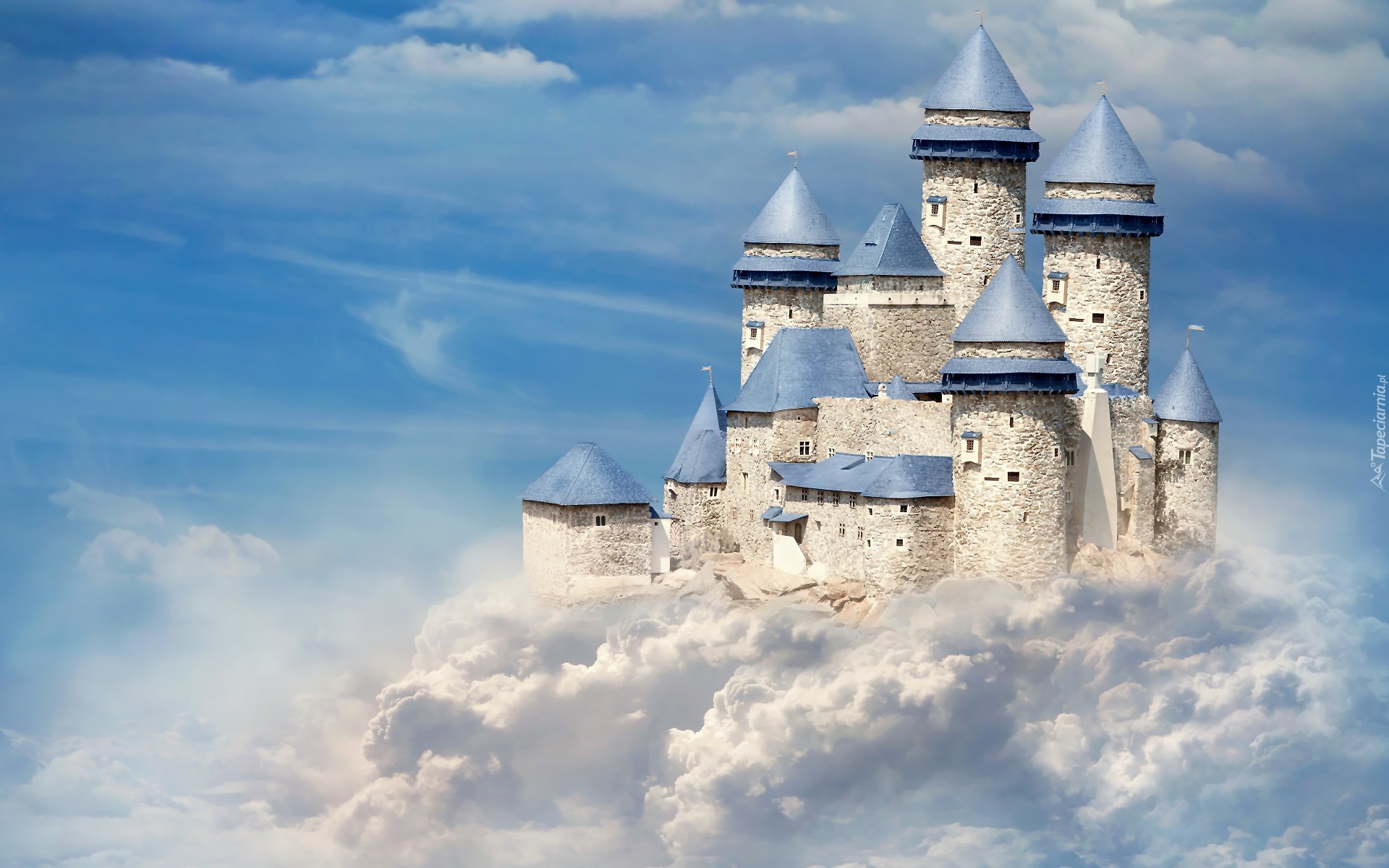 Zamek, Wieże, Niebo, Chmury