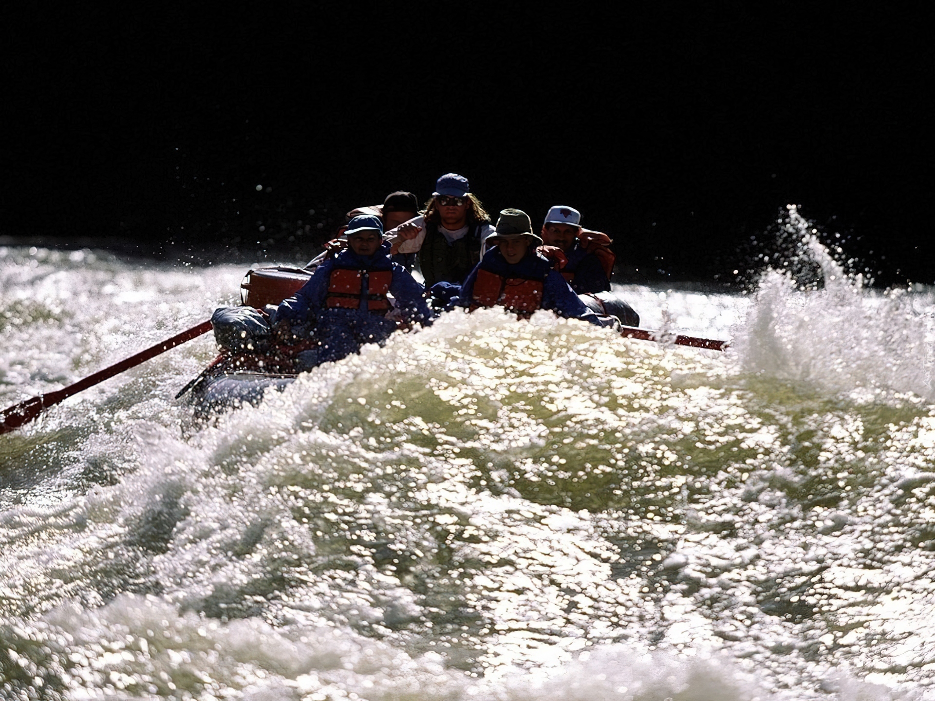 Rafting,spływ, rzeka, wiosła , fale