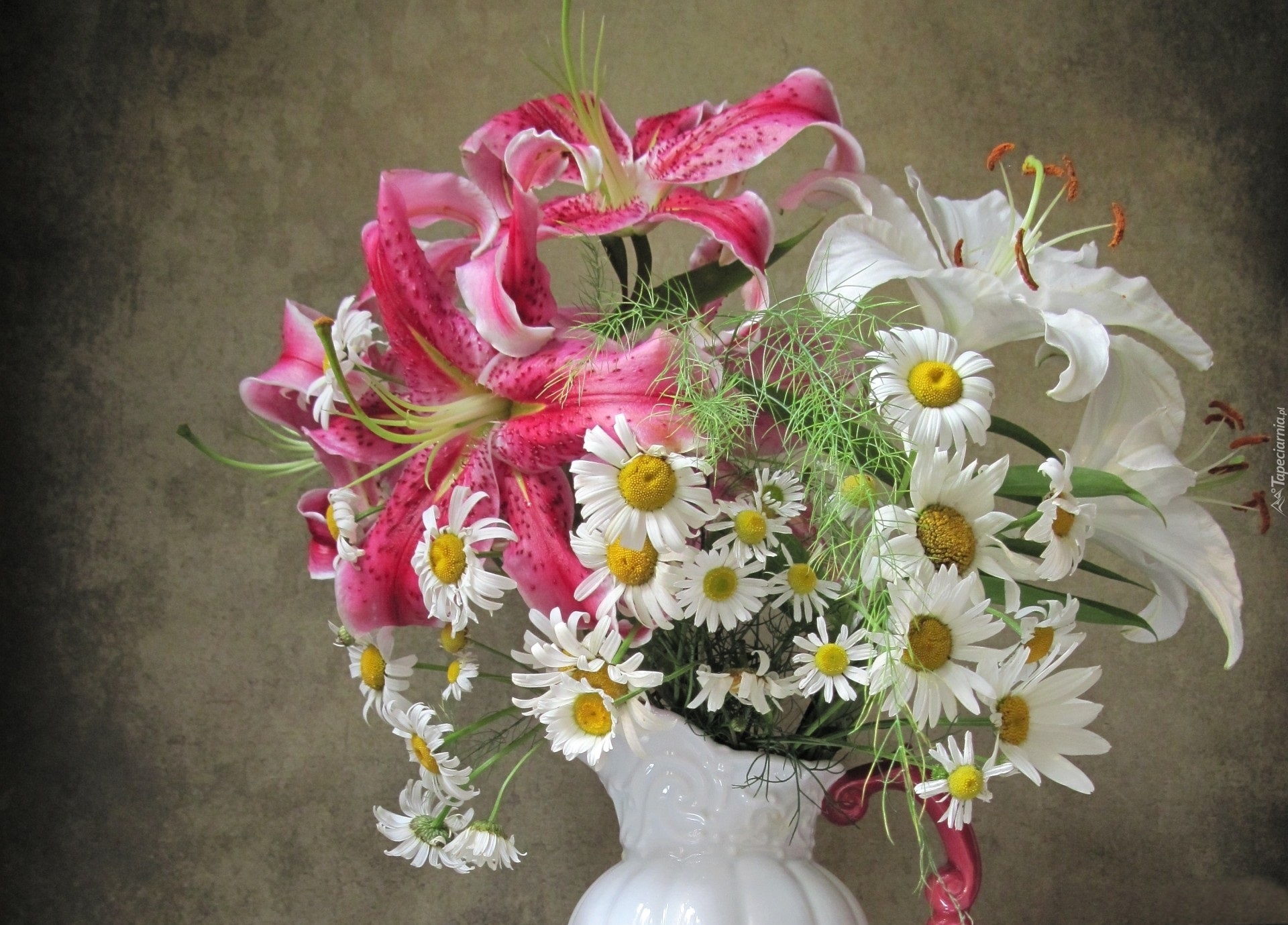 Kwiaty, Bukiet, Lilia tygrysia, Margerytki