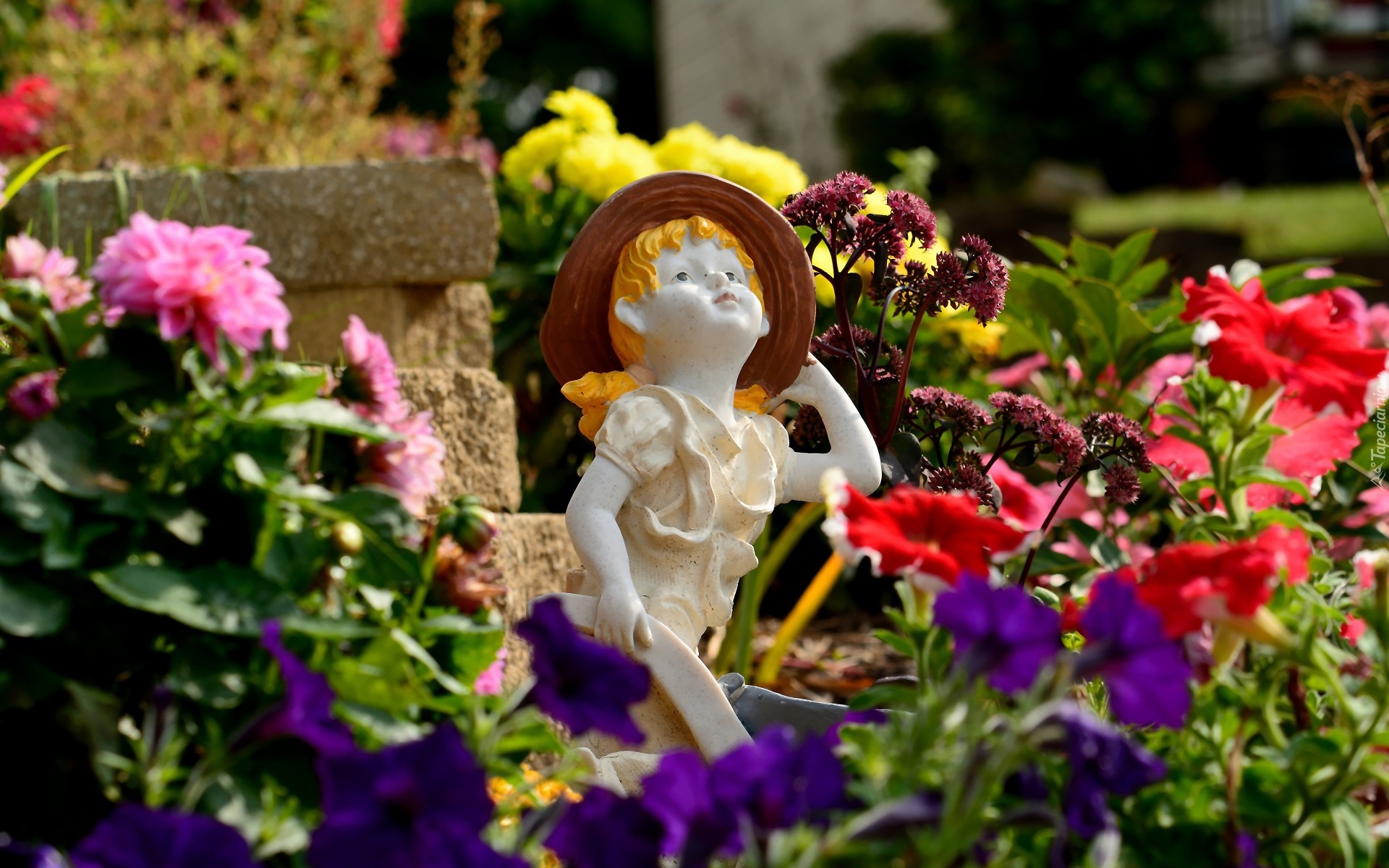 Ogródek, Kwiaty, Figurka