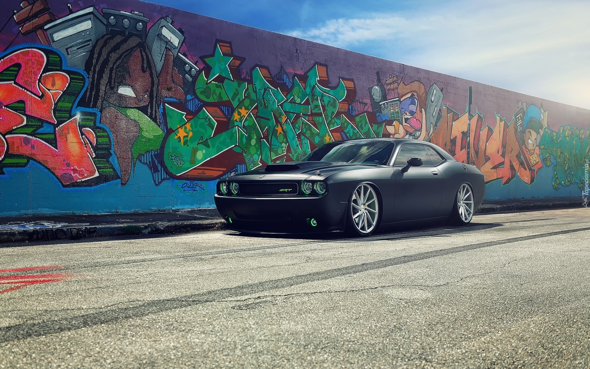 Dodge, Challenger, Mur, Graffiti