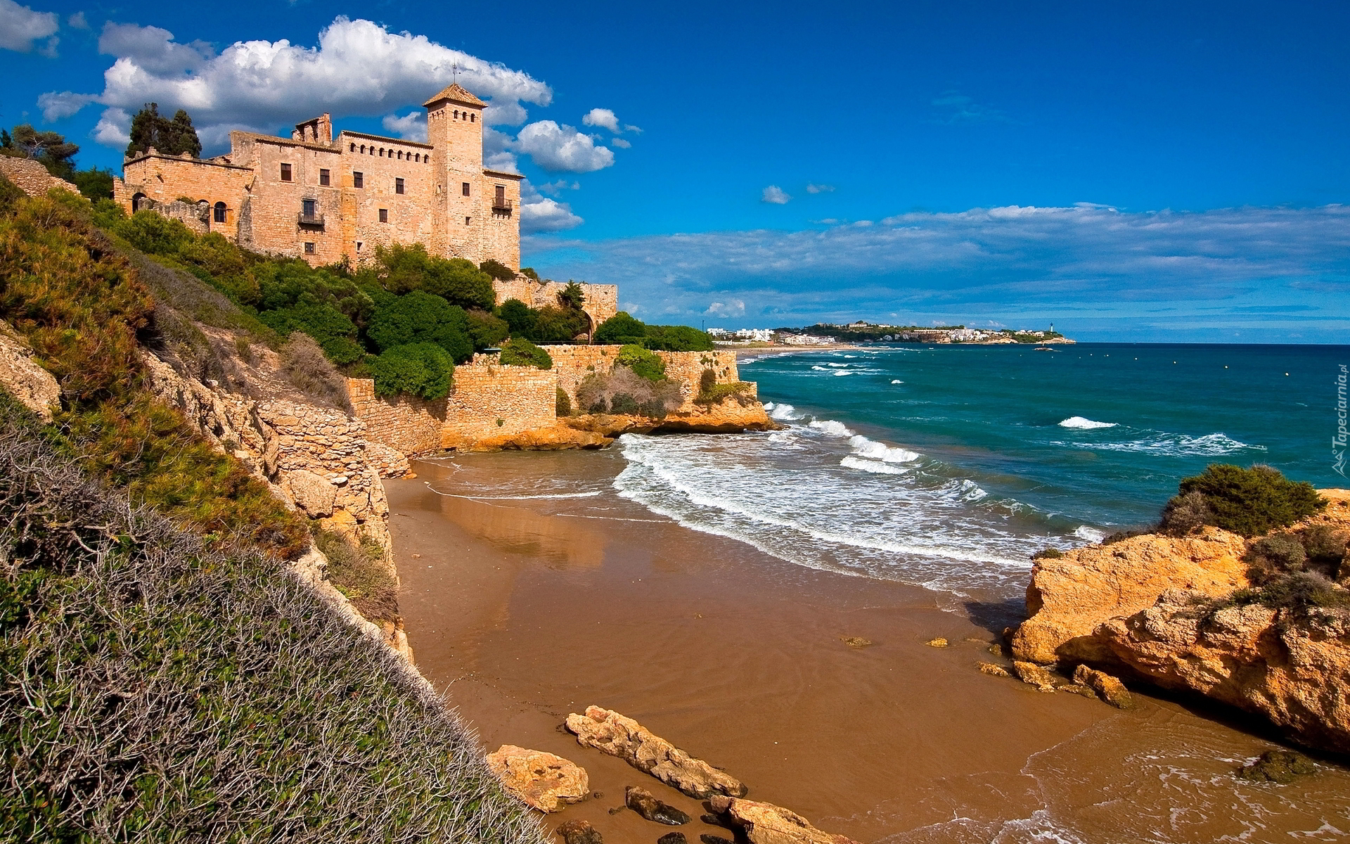 Hiszpania, Tarragona, Zamek Tamarit, Castle of Tamarit, Morze, Wybrzeże