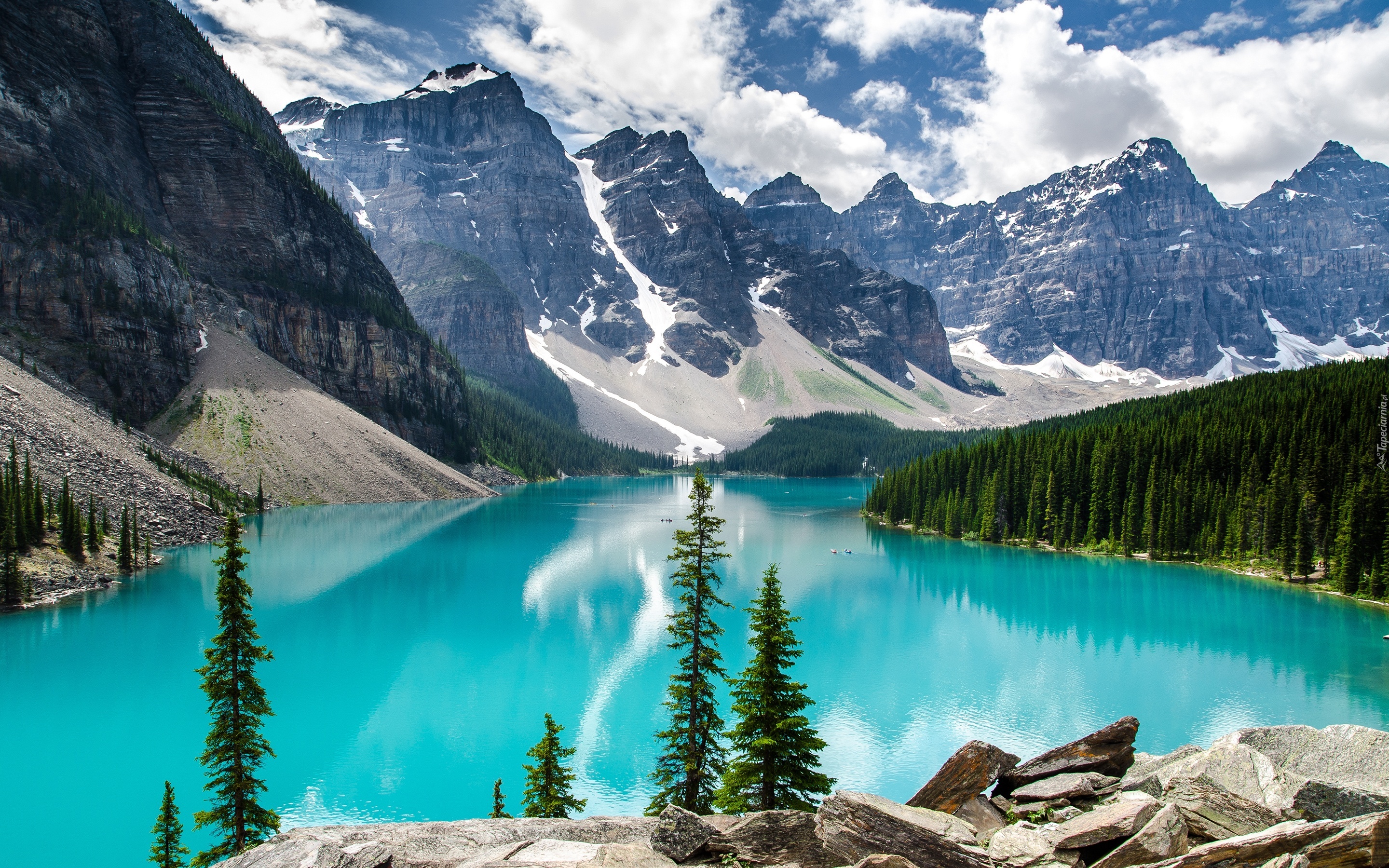 Kanada, Park Narodowy Banff, Góry, Jezioro Moraine, Las, Skały