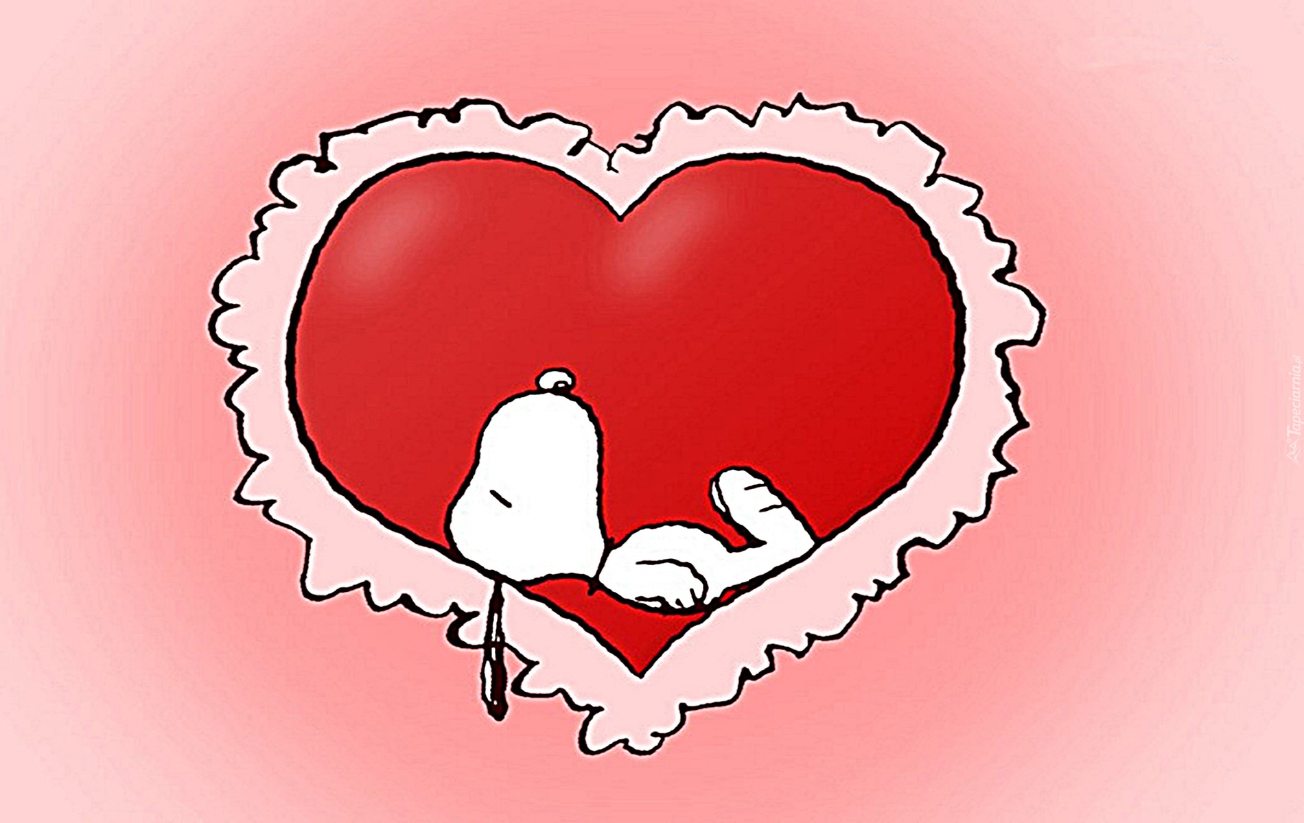 Snoopy, kreskówka, serce