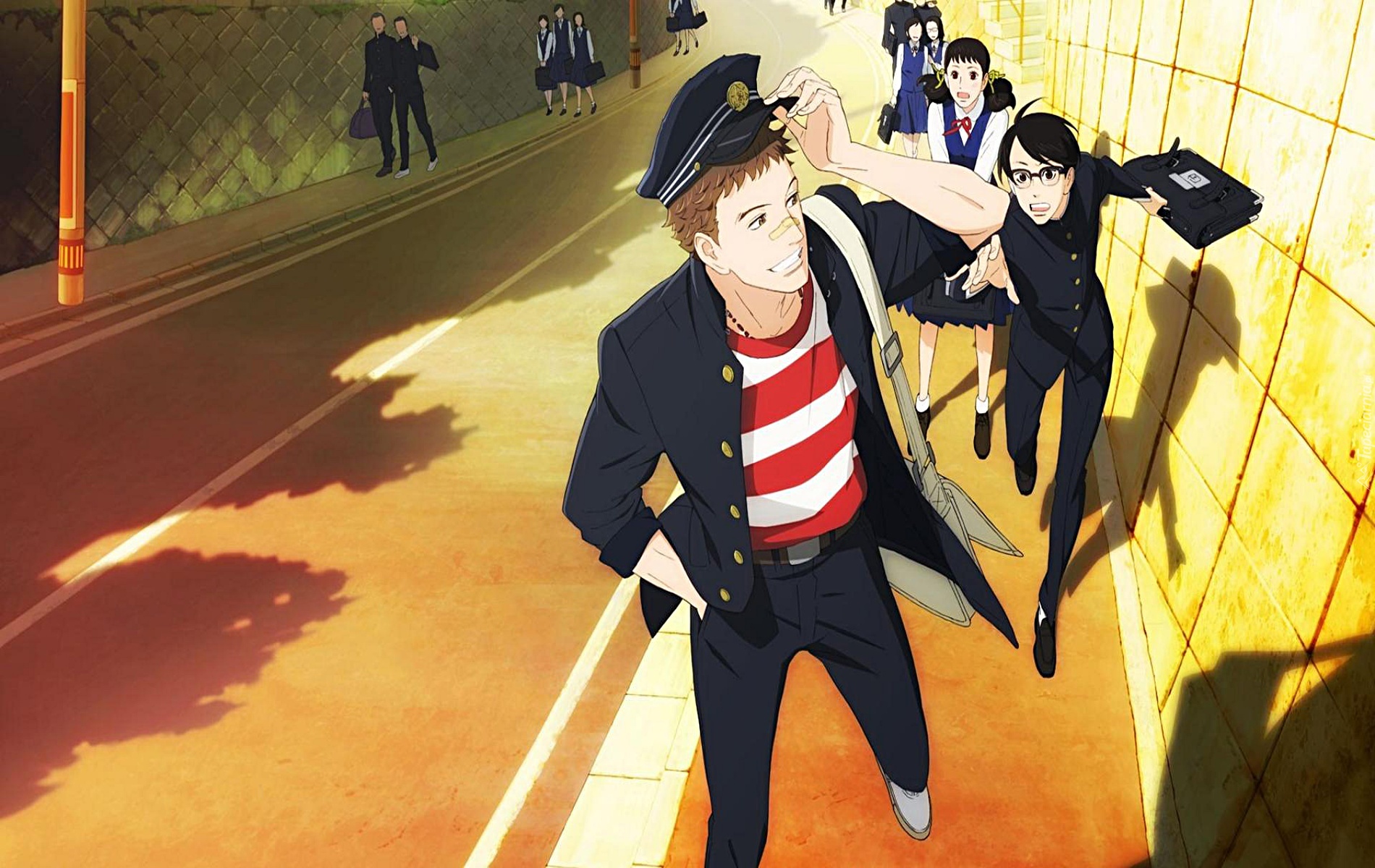 Sakamichi no Apollon, chłopak, mundurek, ulica, anime