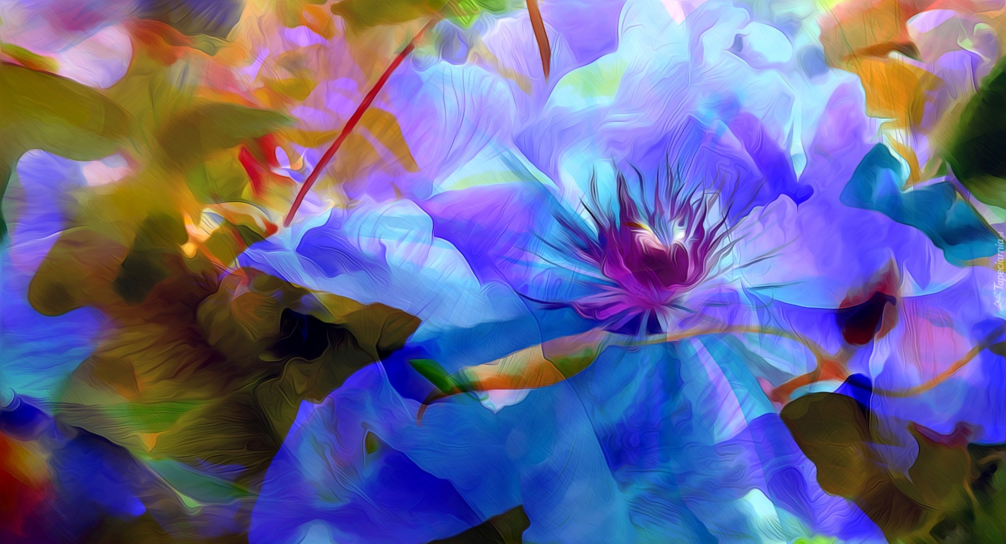 Abstrakcja, Niebieskie kwiaty, Art