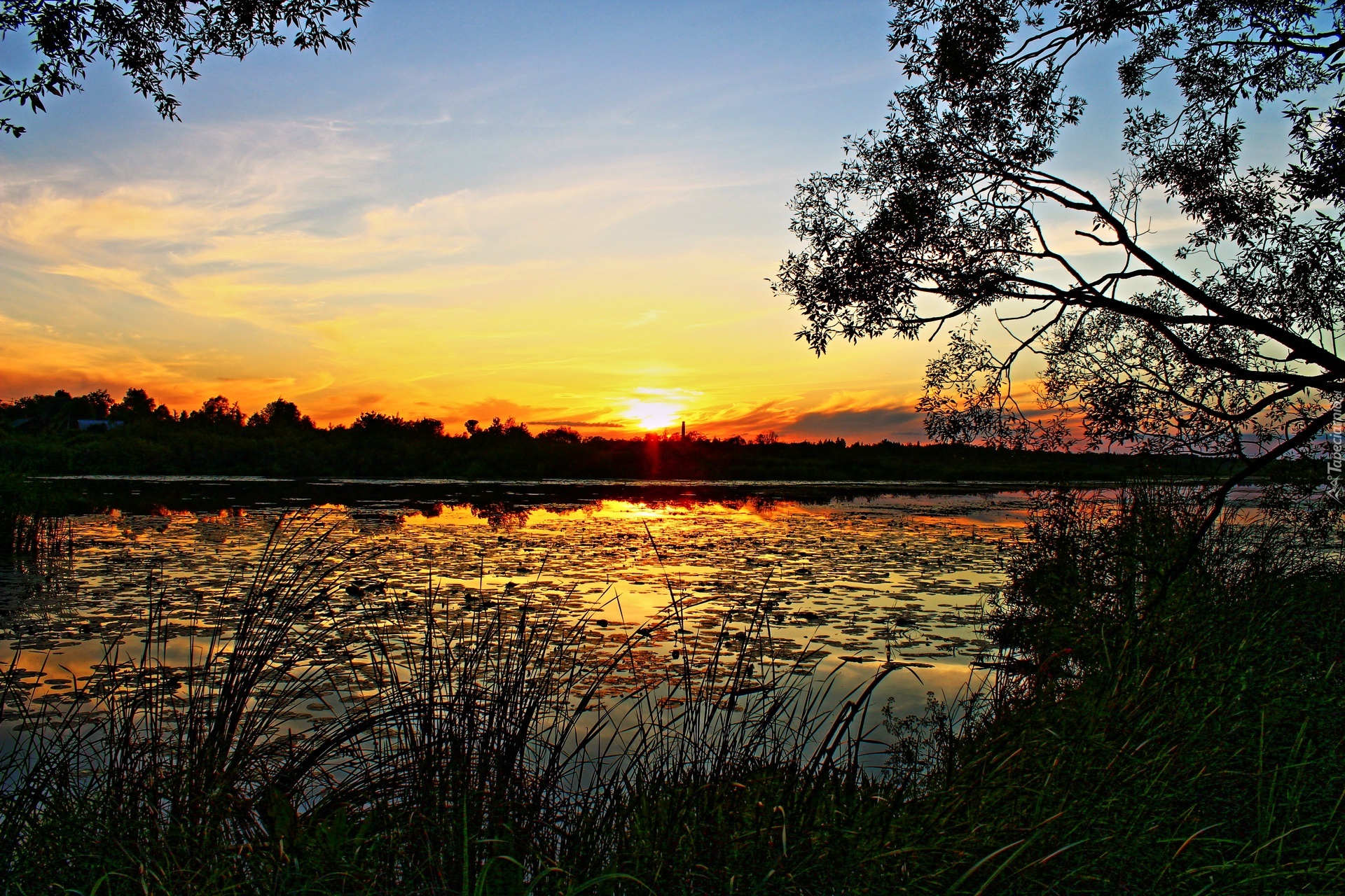 Jezioro, Zachód Słońca