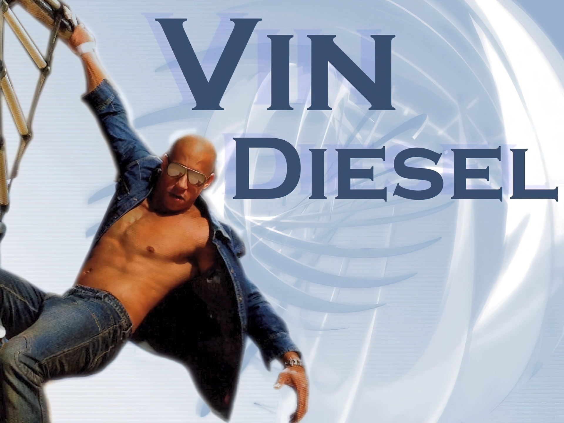 Vin Diesel, okulary, niebieski strój