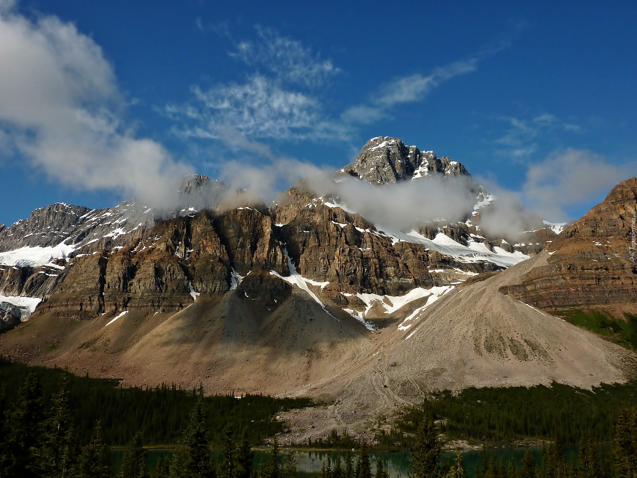 Kanada, Prowincja Alberta, Park Narodowy Banff, Góry, Lodowiec Crowfoot Glacier