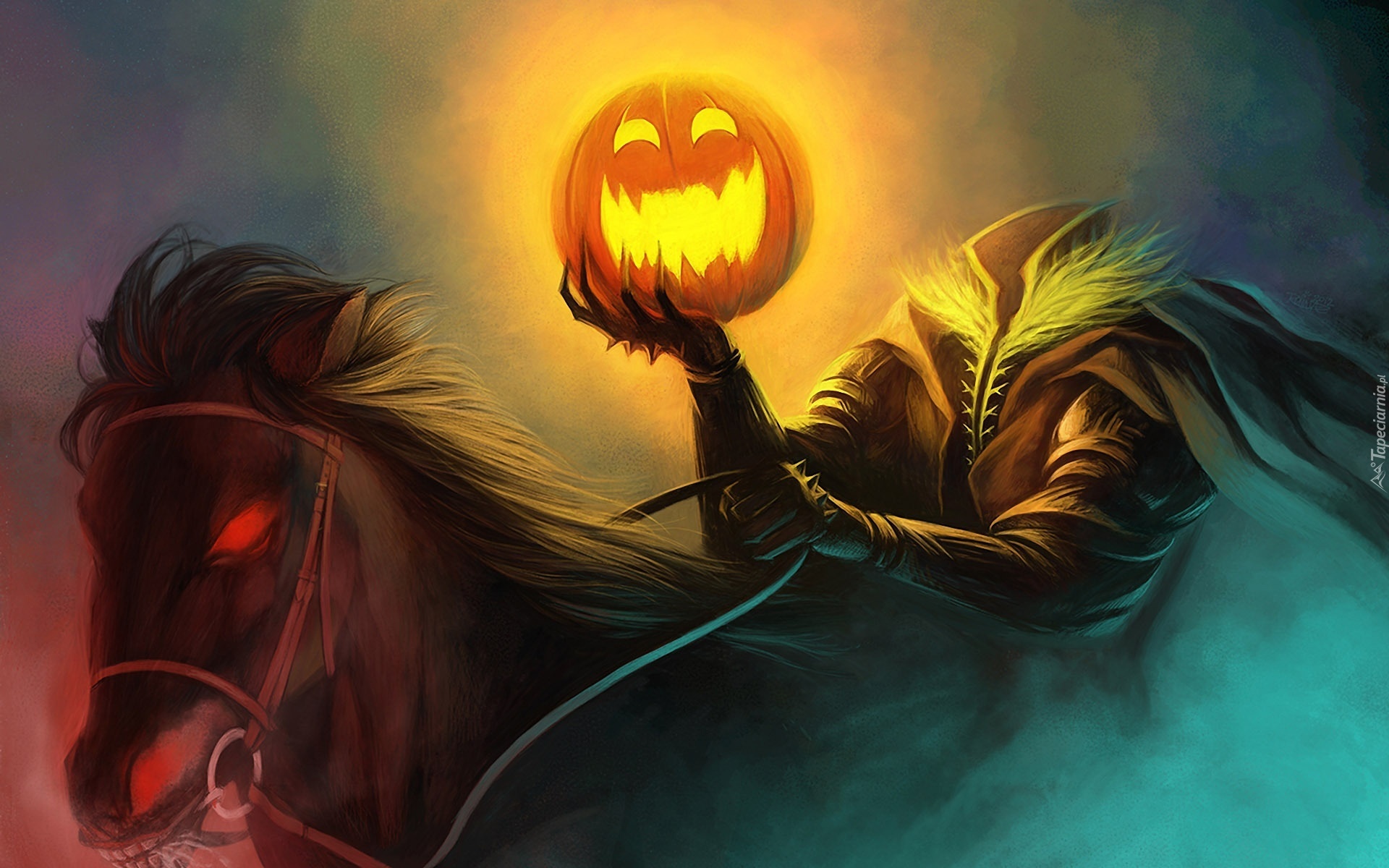 Koń, Dynia, Halloween, Art
