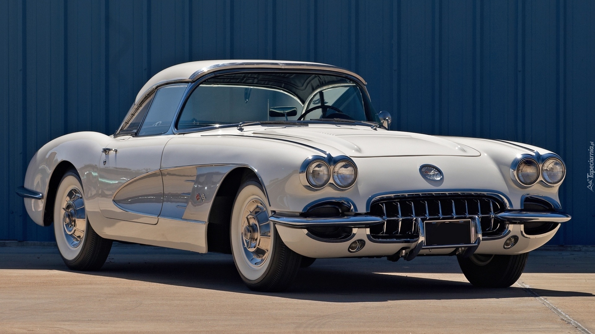 Biały, Chevrolet, Corvette, Stingray, 1958, Zabytkowy