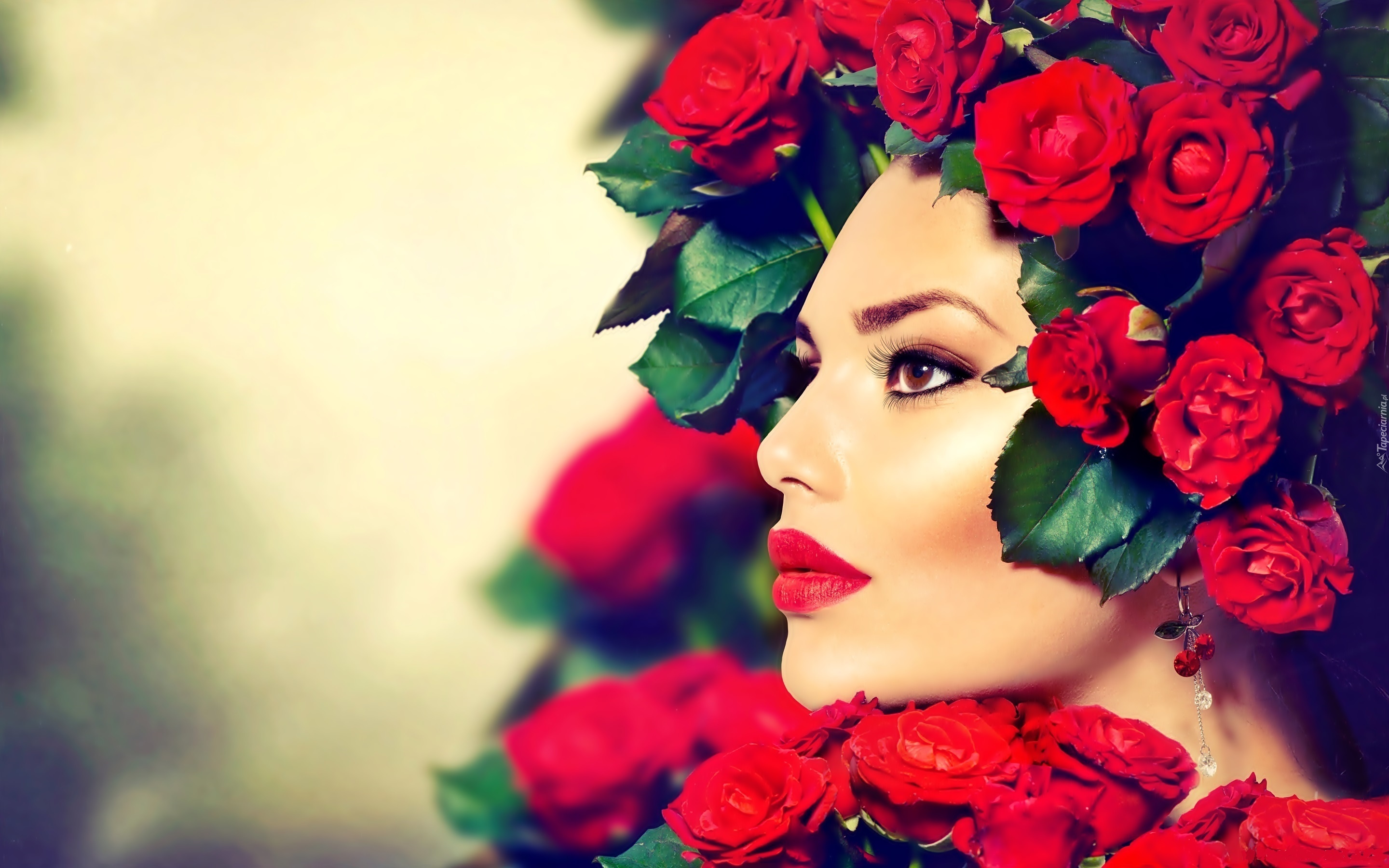 Kobieta, Czerwone, Róże